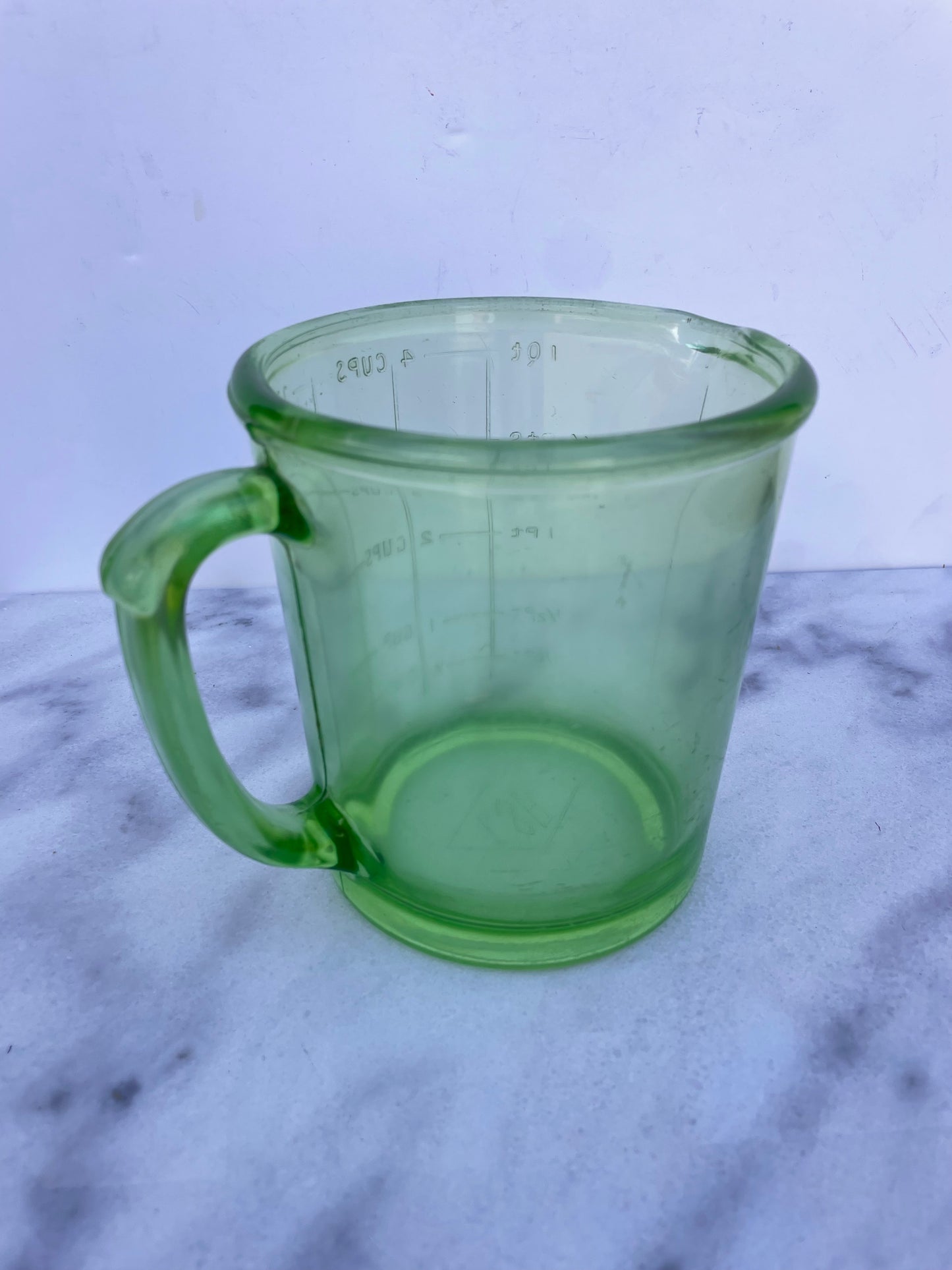 1930s A&j Hazel Atlas Green Depression Glass Measuring Cup