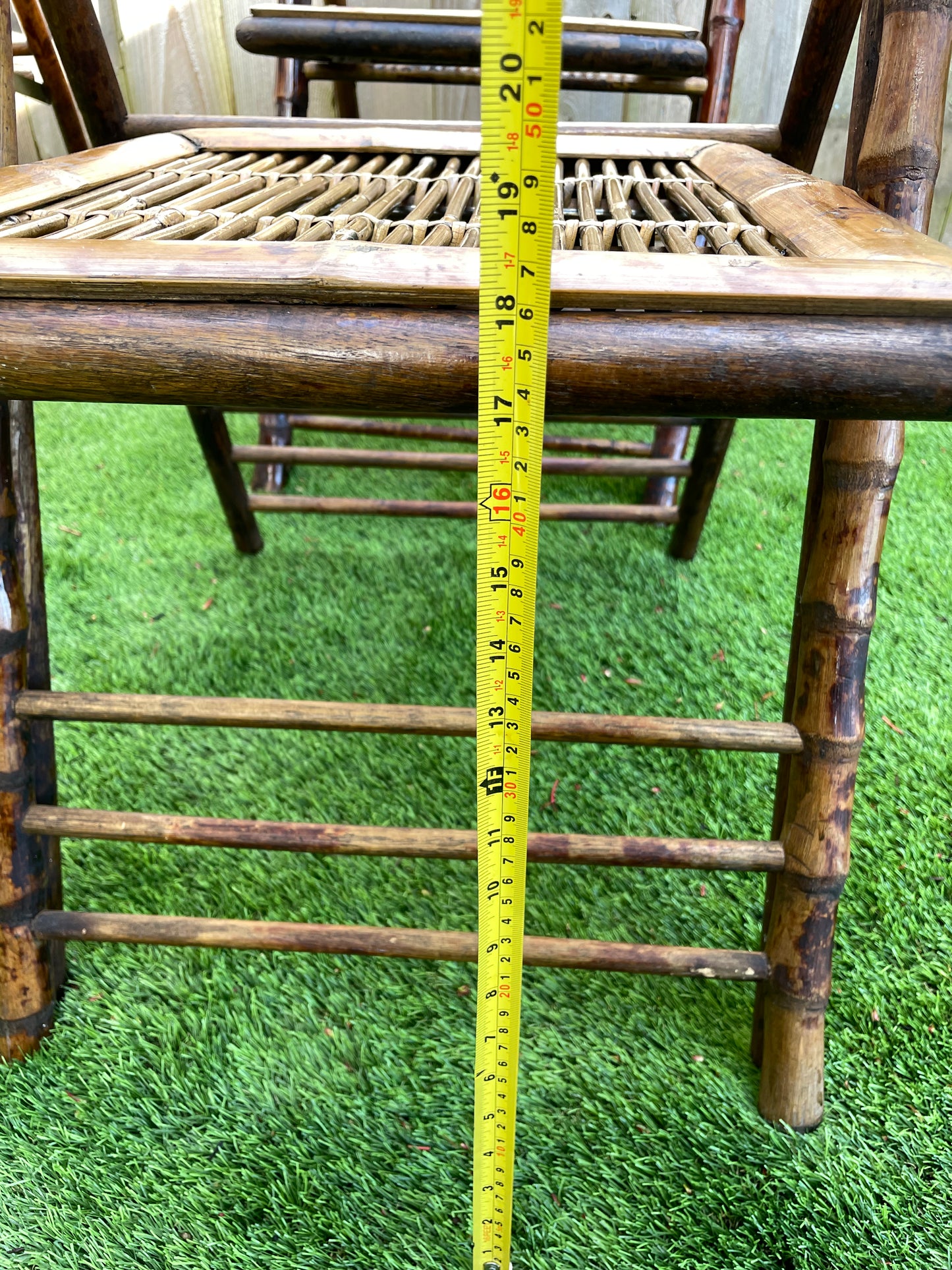 Mid 20th Century Vintage Tortoiseshell Bamboo Folding Chairs - Set of 4