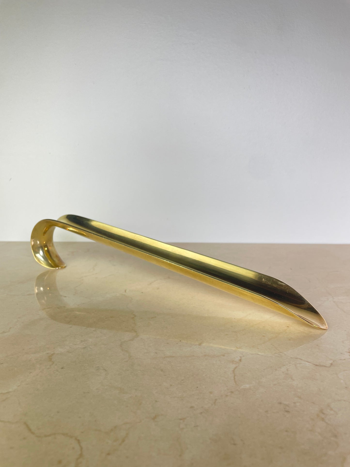 Vintage Solid Brass Long-Handled Shoehorn, India