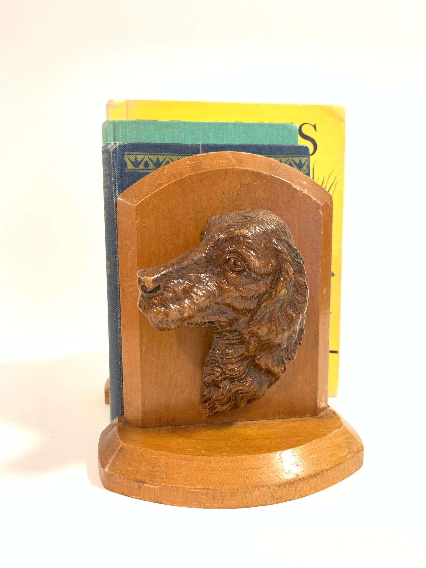Vintage Mid 20th Century Wood Hunting Dog Bookends- a Pair