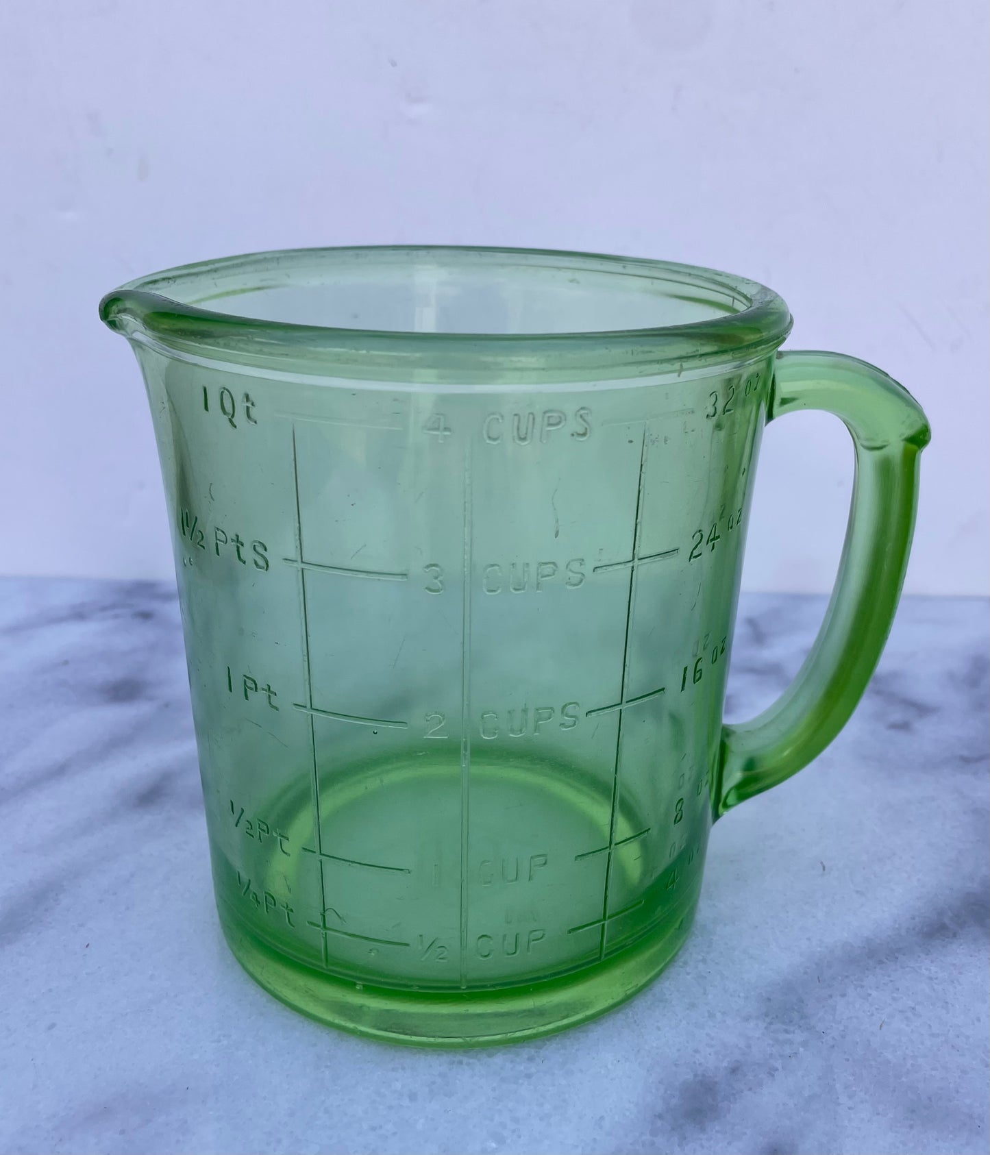 1930s A&j Hazel Atlas Green Depression Glass Measuring Cup