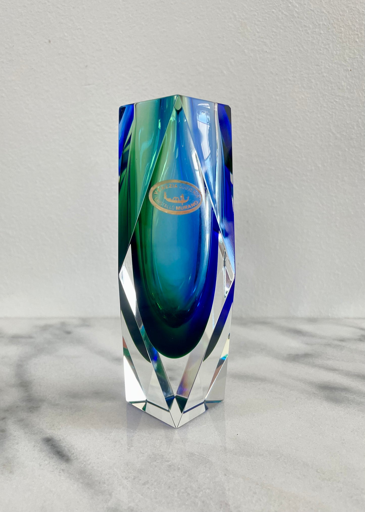 Mid 20th Century Cristallo Murano Sommerso Glass Vase