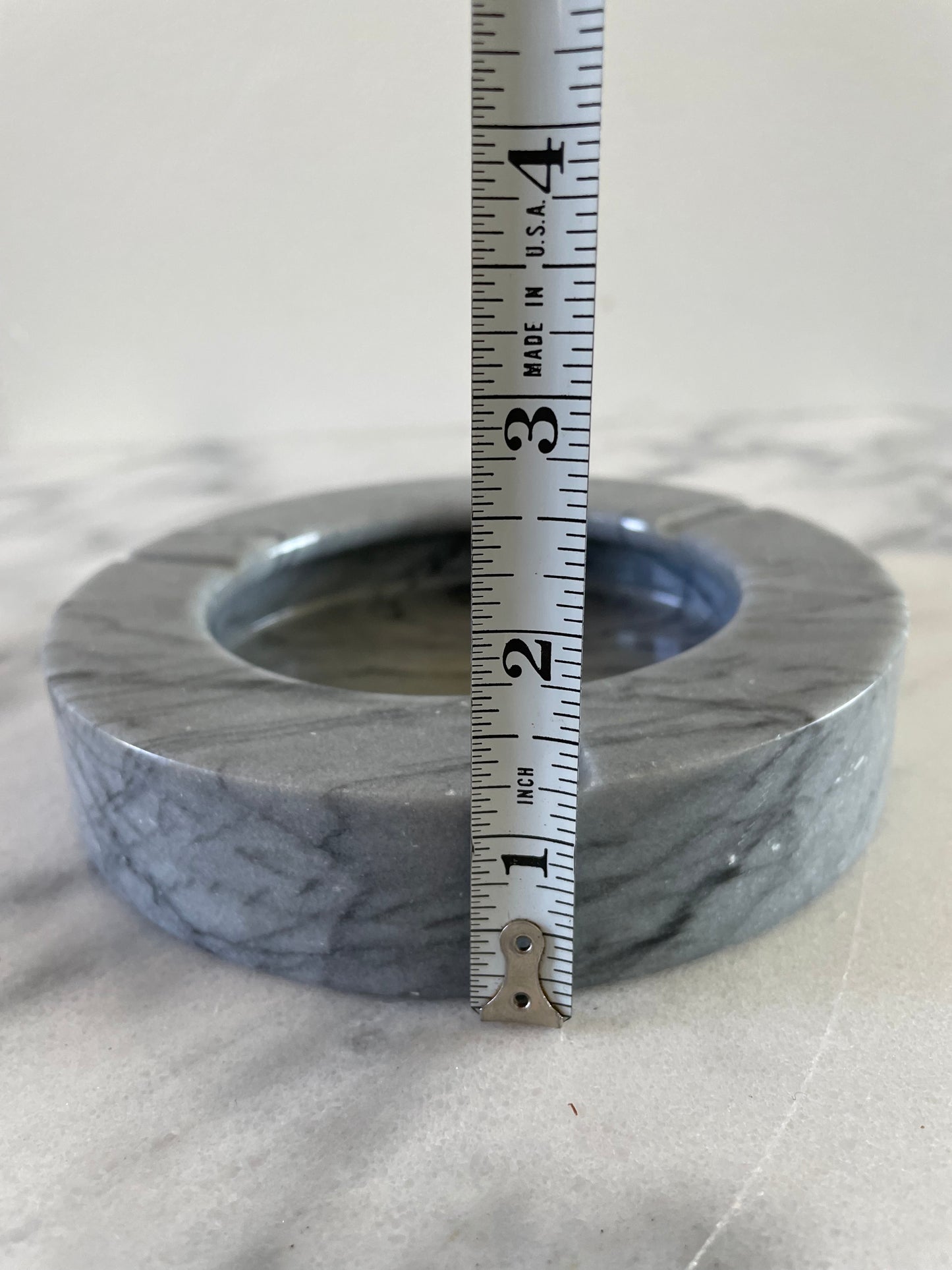 Vintage Modernist Light Gray Marble Cylinder Catchall/Ashtray