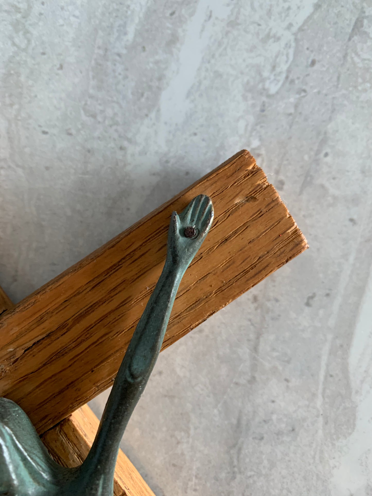 Vintage Modernist French Style Bronze & Wood Crucifix