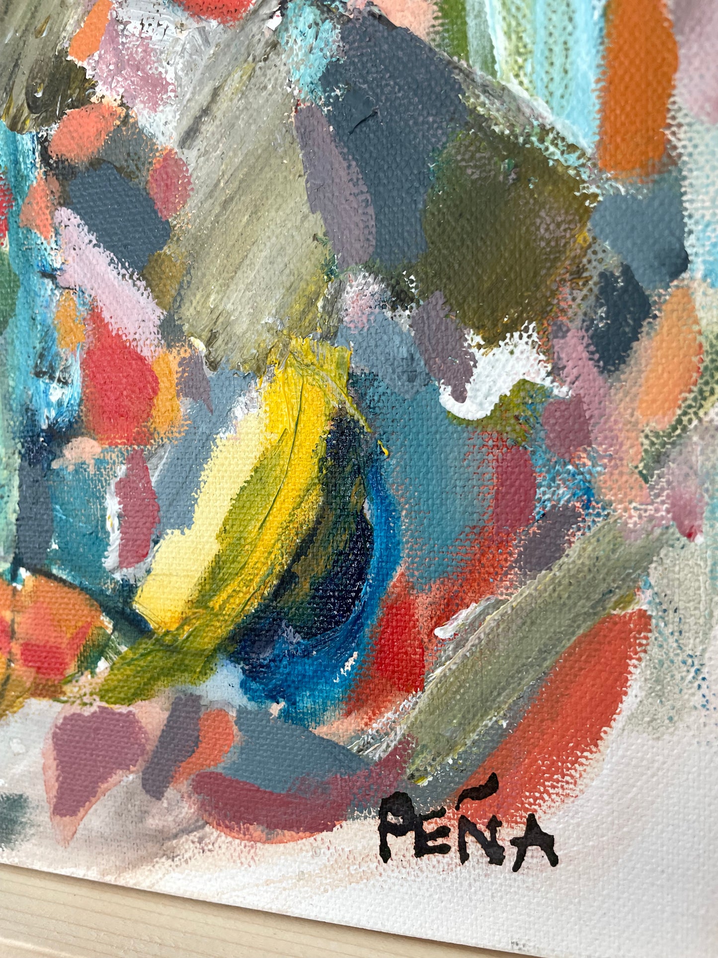 Framed Abstract Acrylic on Canvas by Francisco Peña