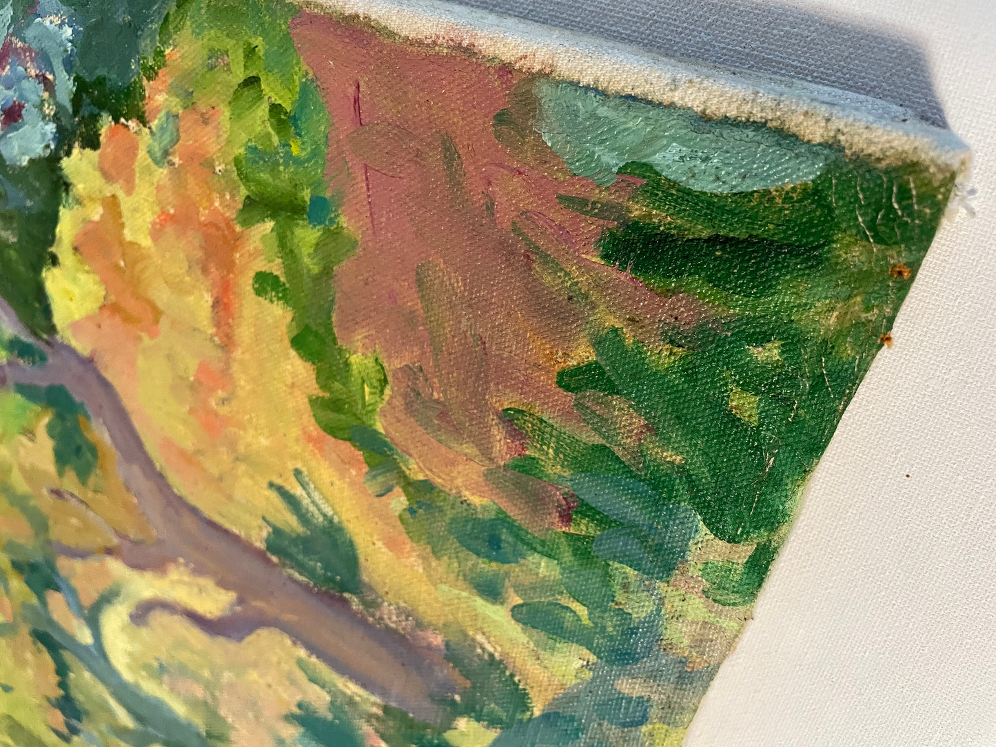 Vintage Impressionist Landscape Painting on Canvas
