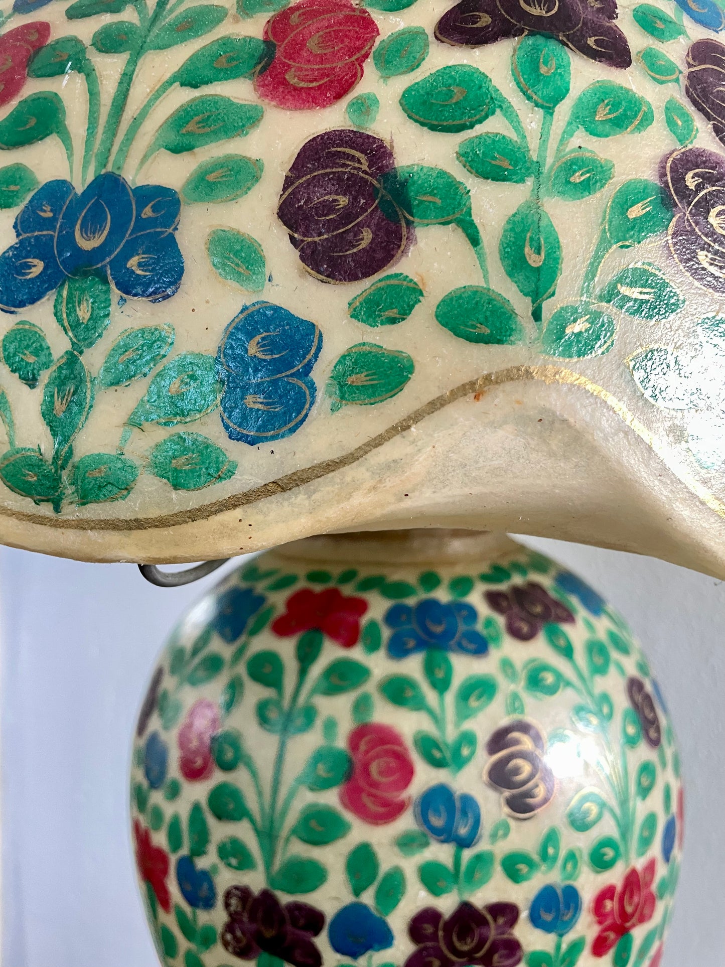 Vintage Hand Painted Camel Skin Lamp From Pakistan