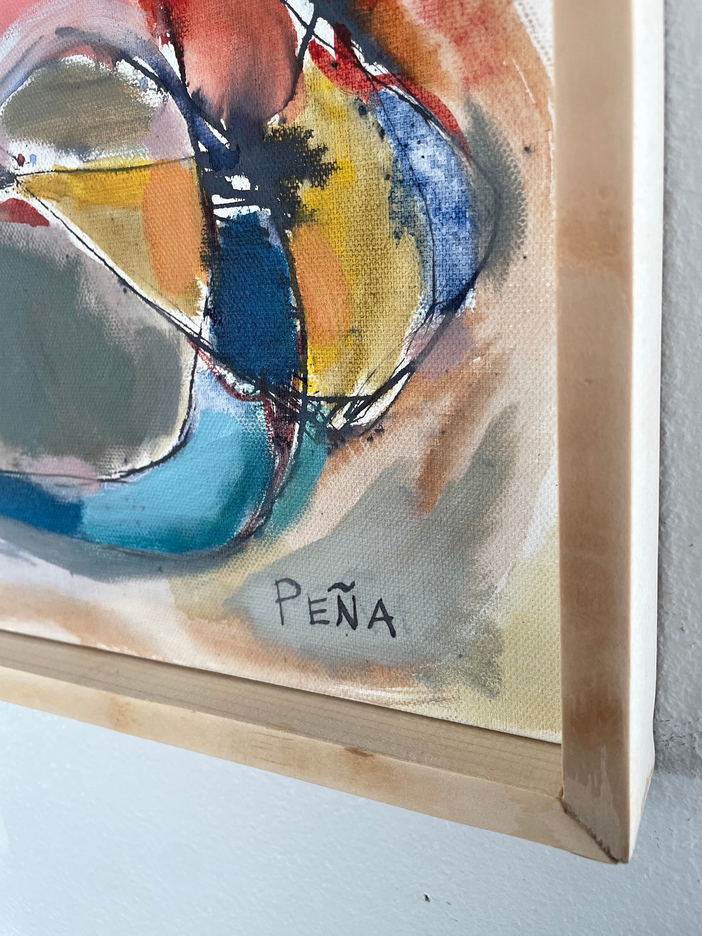 Framed Abstract Acrylic on Canvas by Francisco Peña