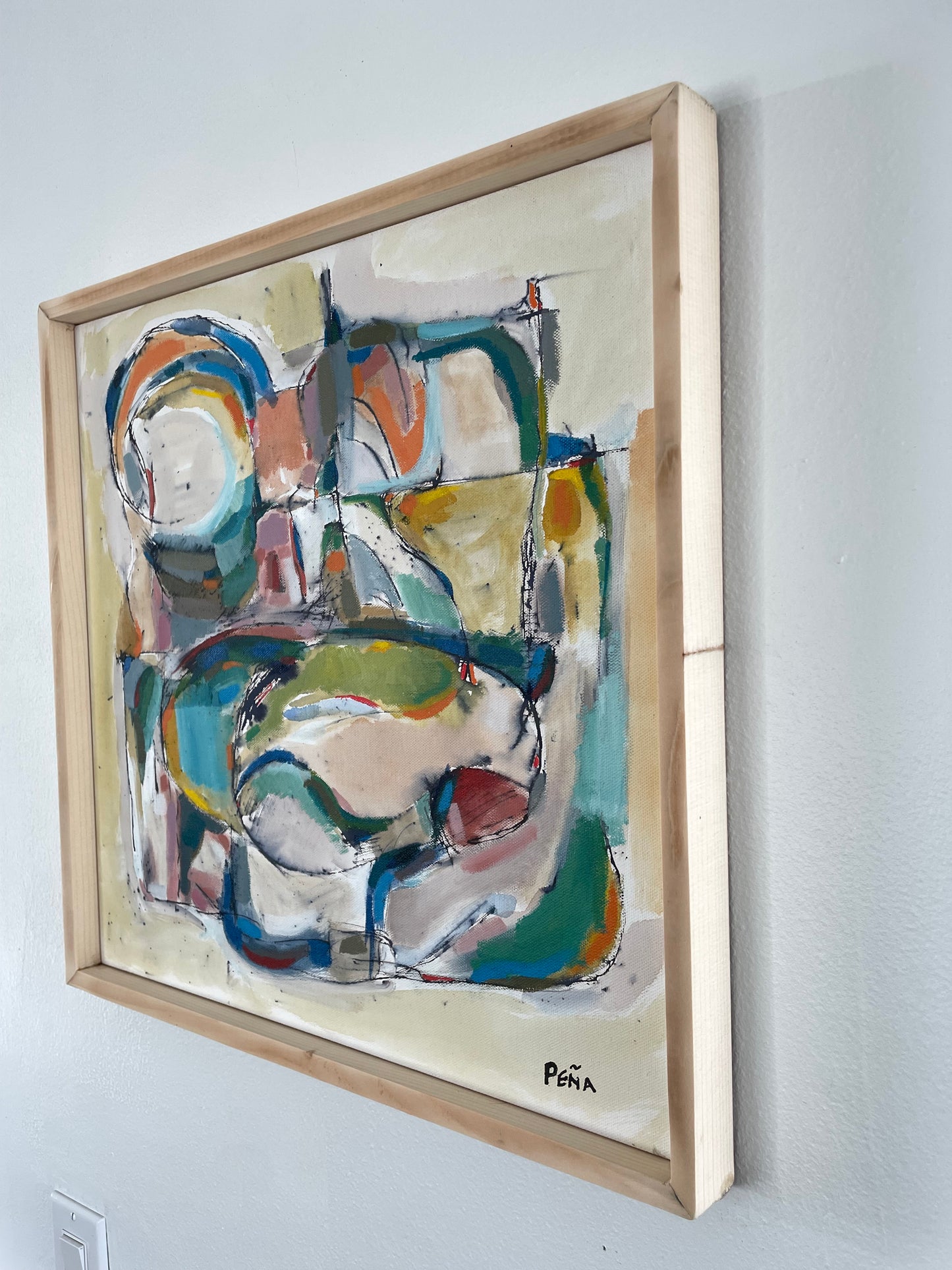 Framed Abstract Acrylic on Canvas by Francisco Peña