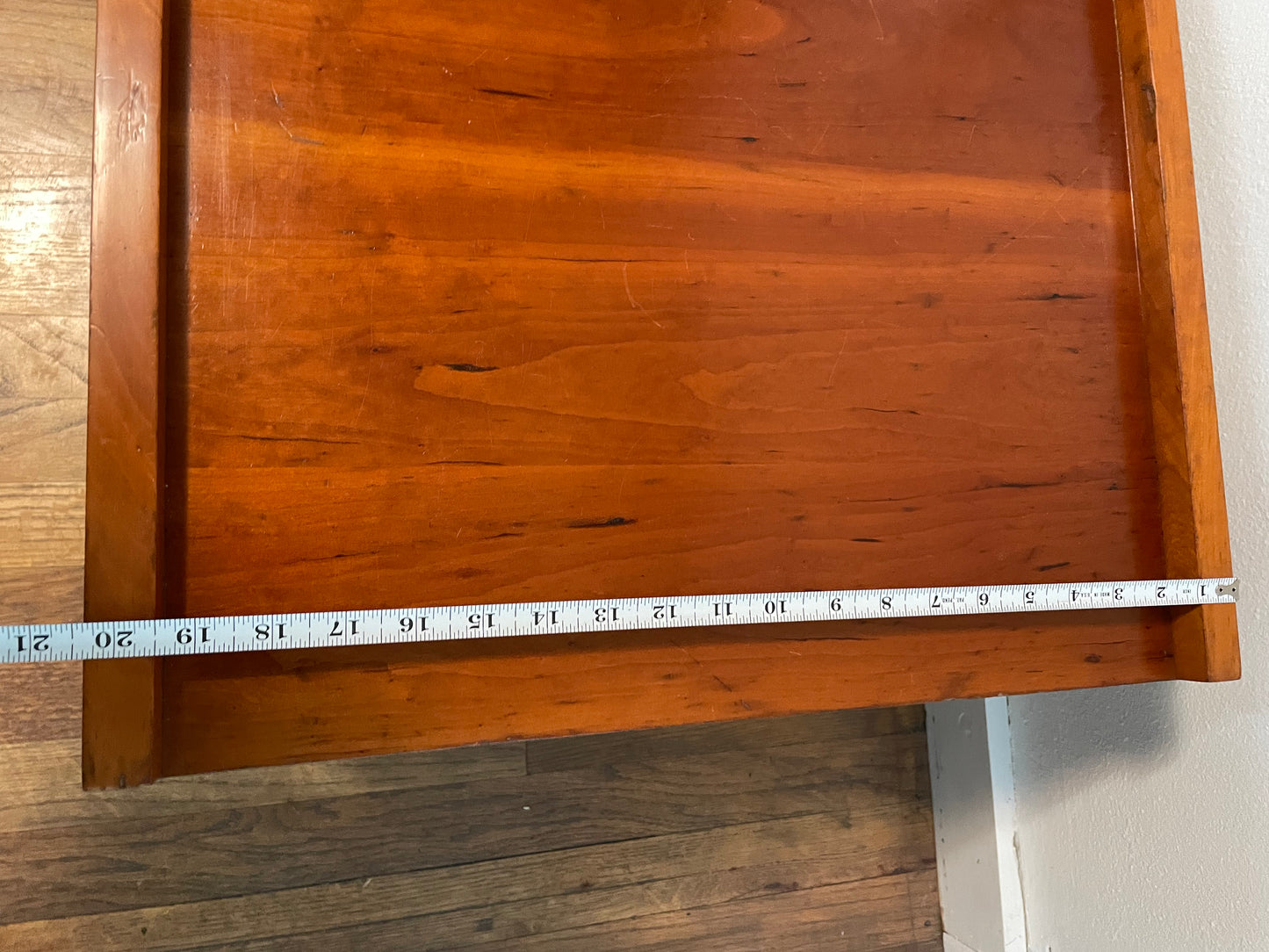 Vintage Minimalist Modern Japanese Red-Brown Sugi Wood Sashimono Table