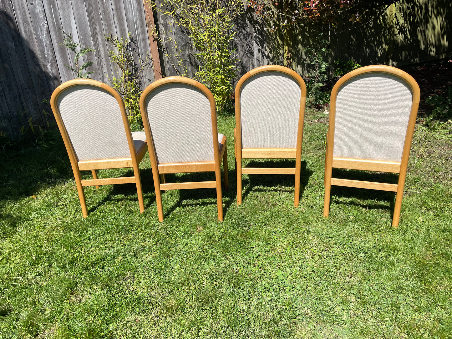 1970s Danish Modern High Back Upholstered Dining Chairs Set of 4