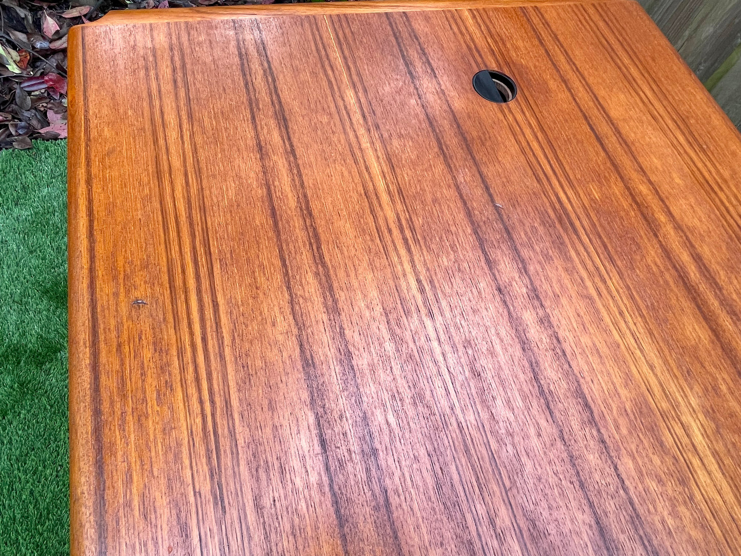 Vintage Custom Teak Waterfall Executive Desk With Floating Drawer