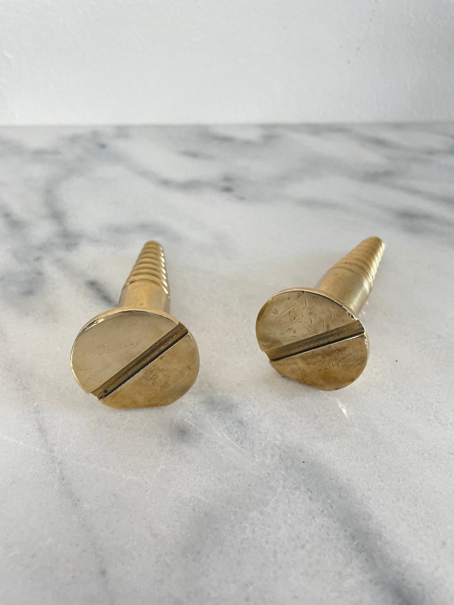 Mid 20th Century Vintage Pop Art Brass Screw Paperweights - 2 Pieces
