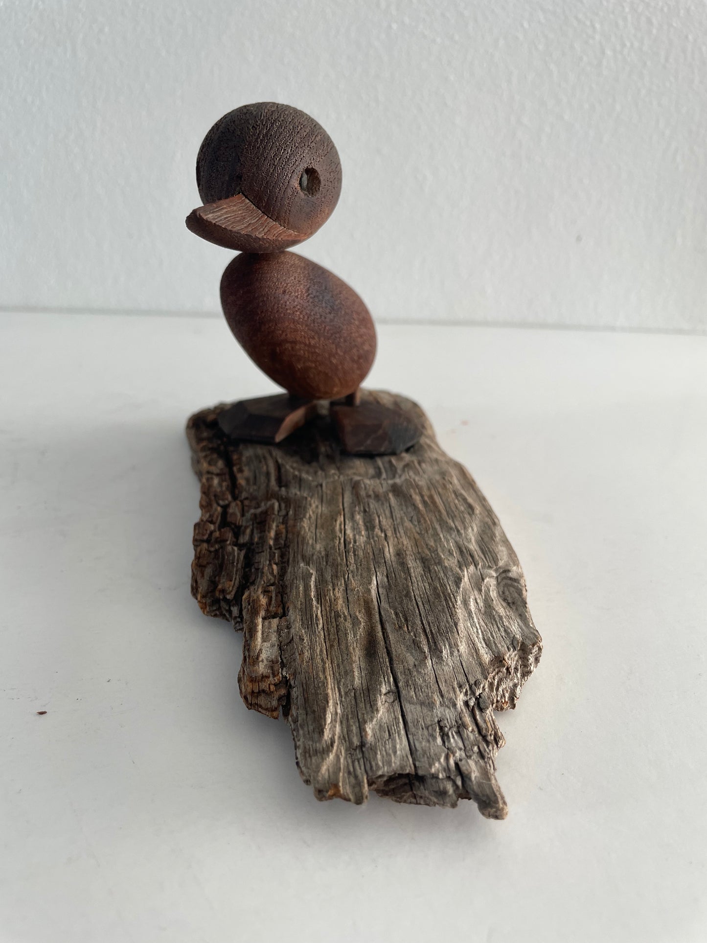 Mid-Century Danish Modern Hans Bolling Teak Duckling Figure on Driftwood
