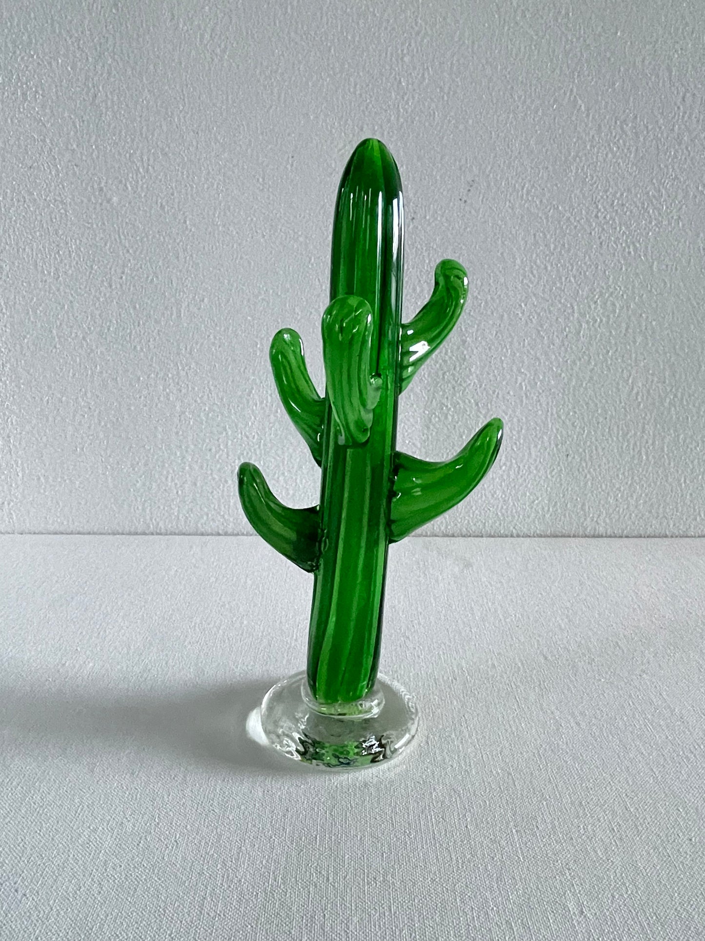 1990s Hand Blown Saguro Cactus Art Sculpture