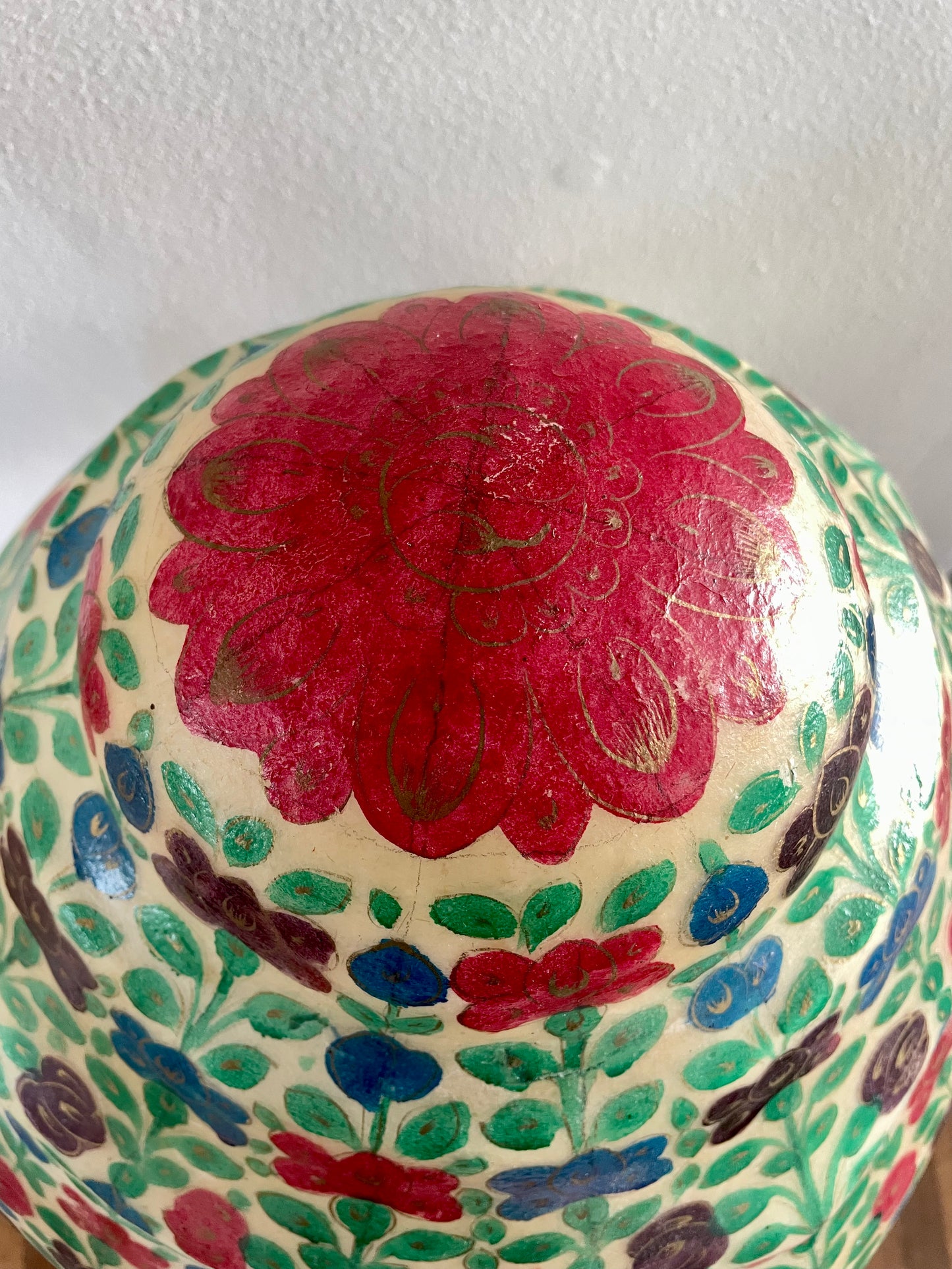 Vintage Hand Painted Camel Skin Lamp From Pakistan