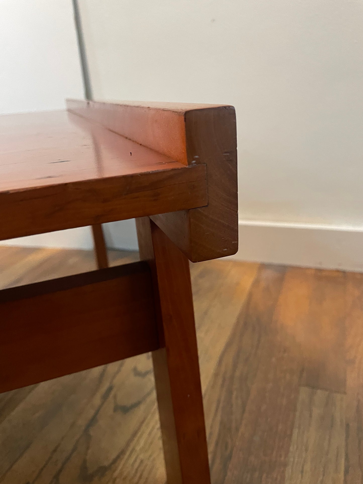 Vintage Minimalist Modern Japanese Red-Brown Sugi Wood Sashimono Table