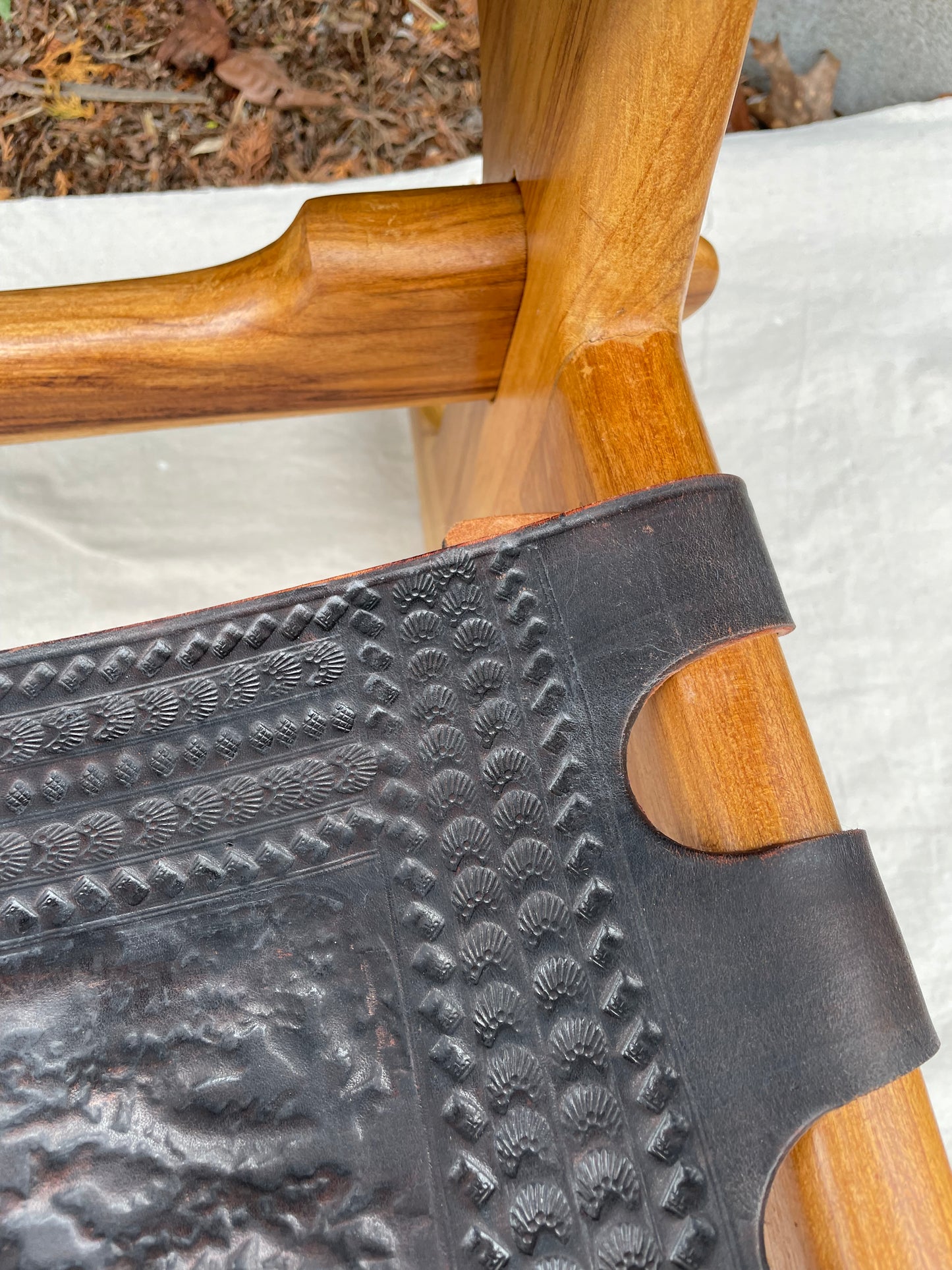 Mid-Century Modern Angel Pazmiño "Cotacachi" Hand-Tooled Leather Rocking Chair