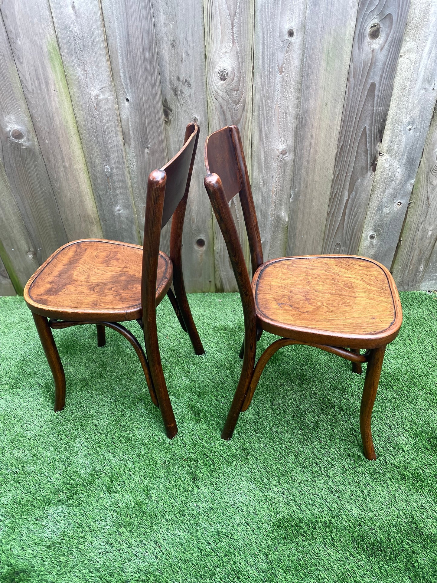 1940s Vintage Pair Great Northern Chair Co. Peaked Back Bentwood Chairs
