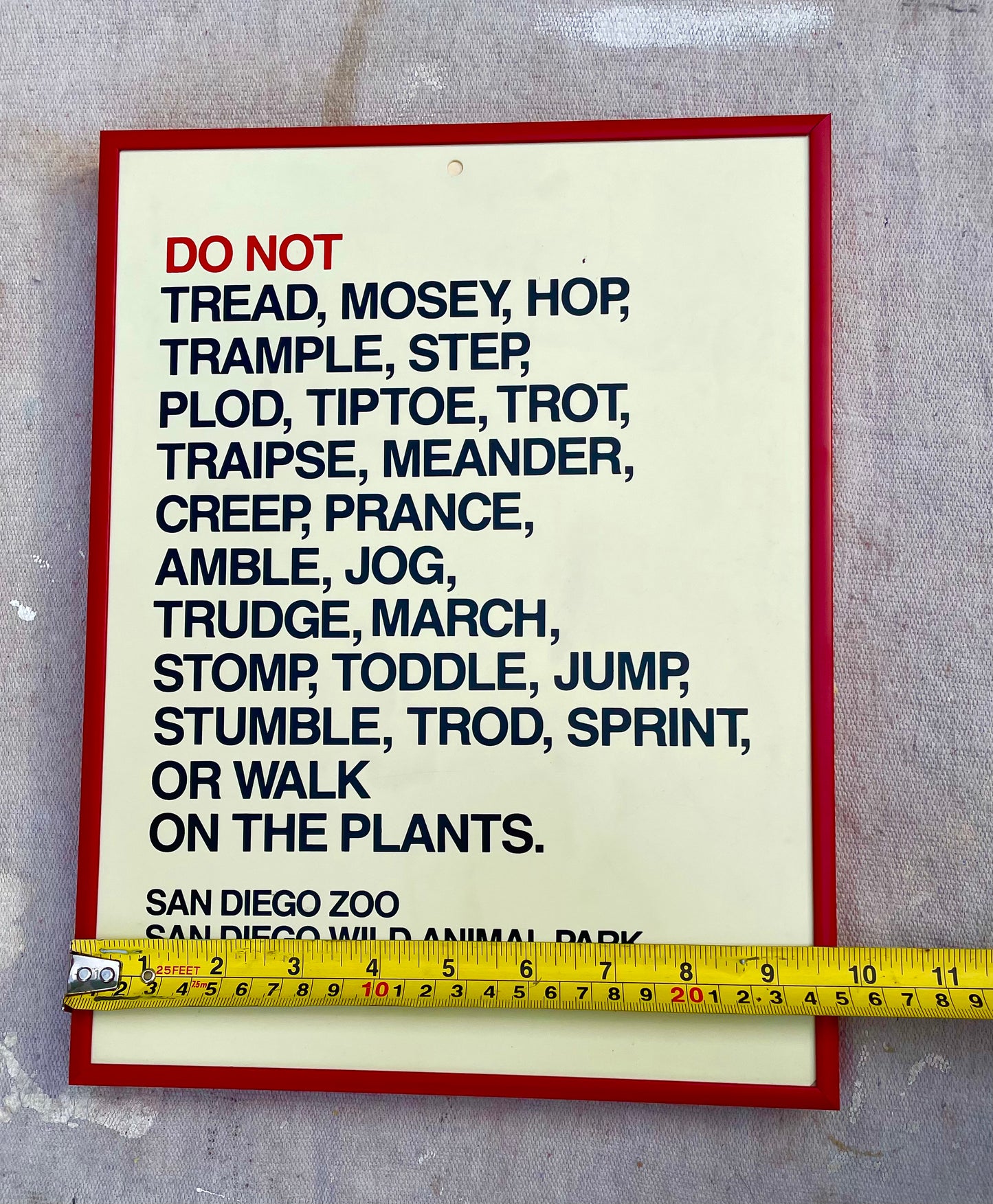 Rare San Diego Zoo Sign - Plant Protection With Graphic Typography