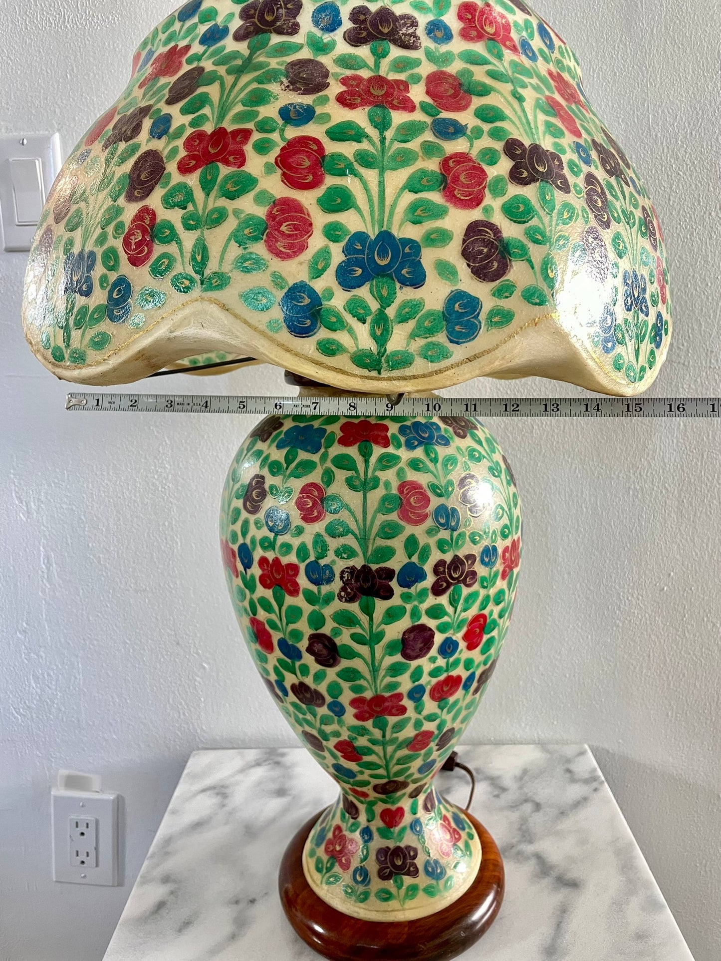 Vintage Hand Painted Camel Skin Lamp From Pakistan