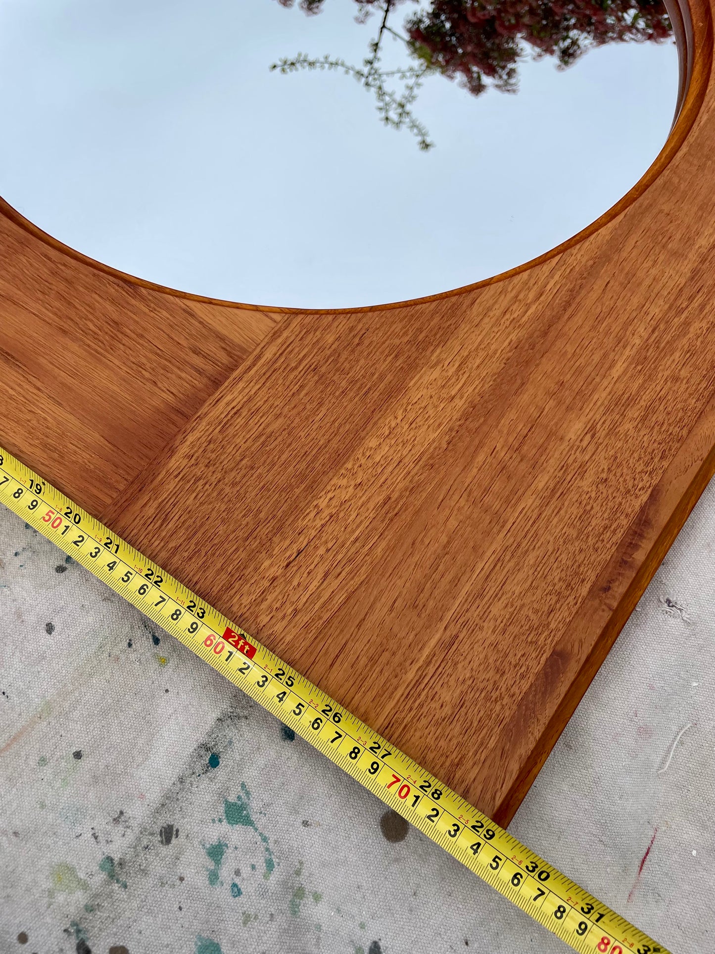 Danish Modern Teak Round Wall Mirror by Hadsten Træindustri — Scandinavian McM, 1970s