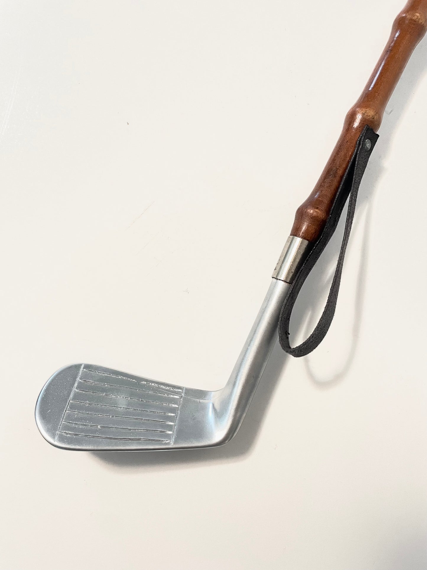 Italian Mid Century Bamboo Carved Wood Resin Shoe Horn With Bakelite Golf Club Handle