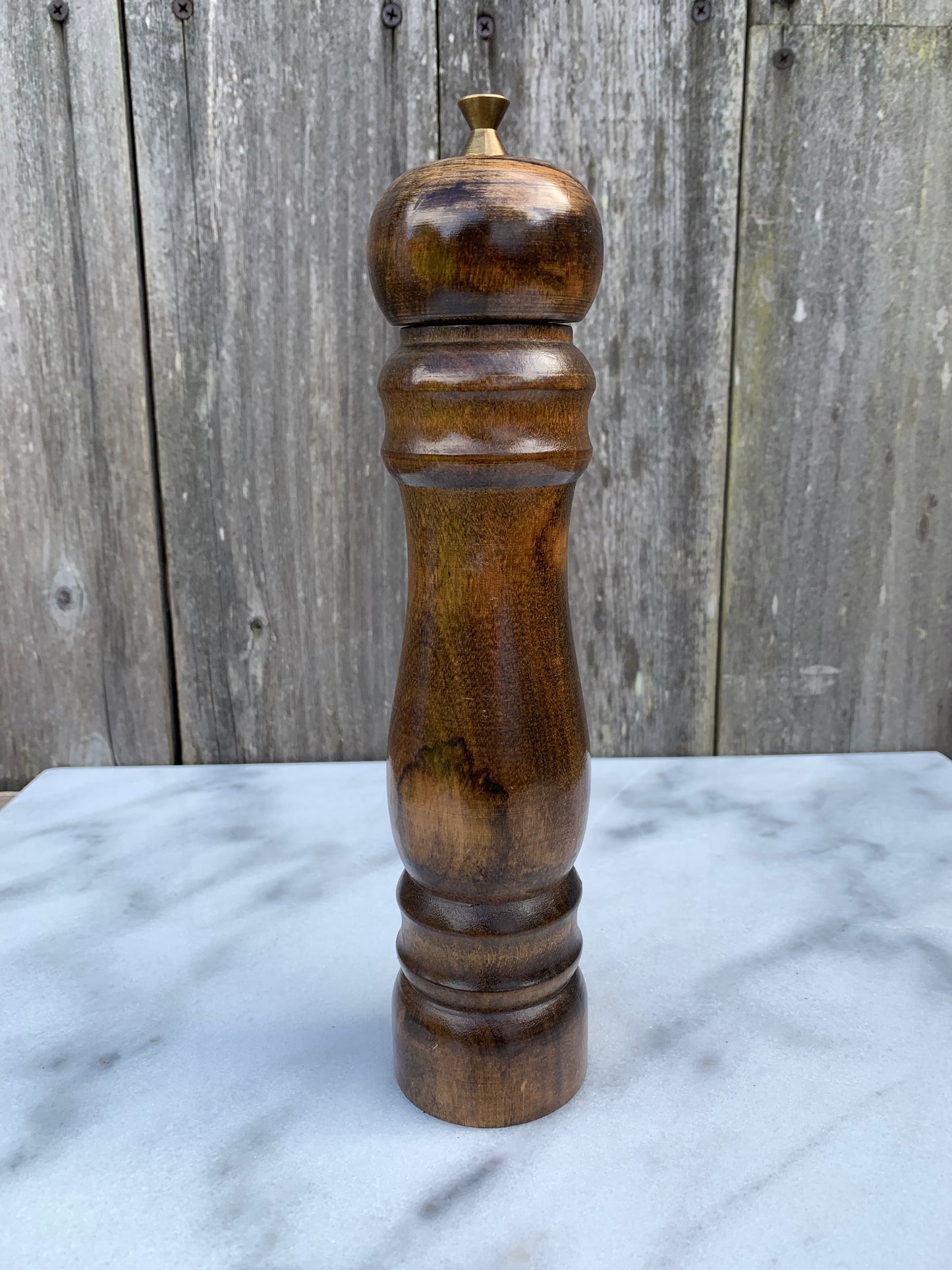 Rich Hardwood Pepper Mill With Brass Detail