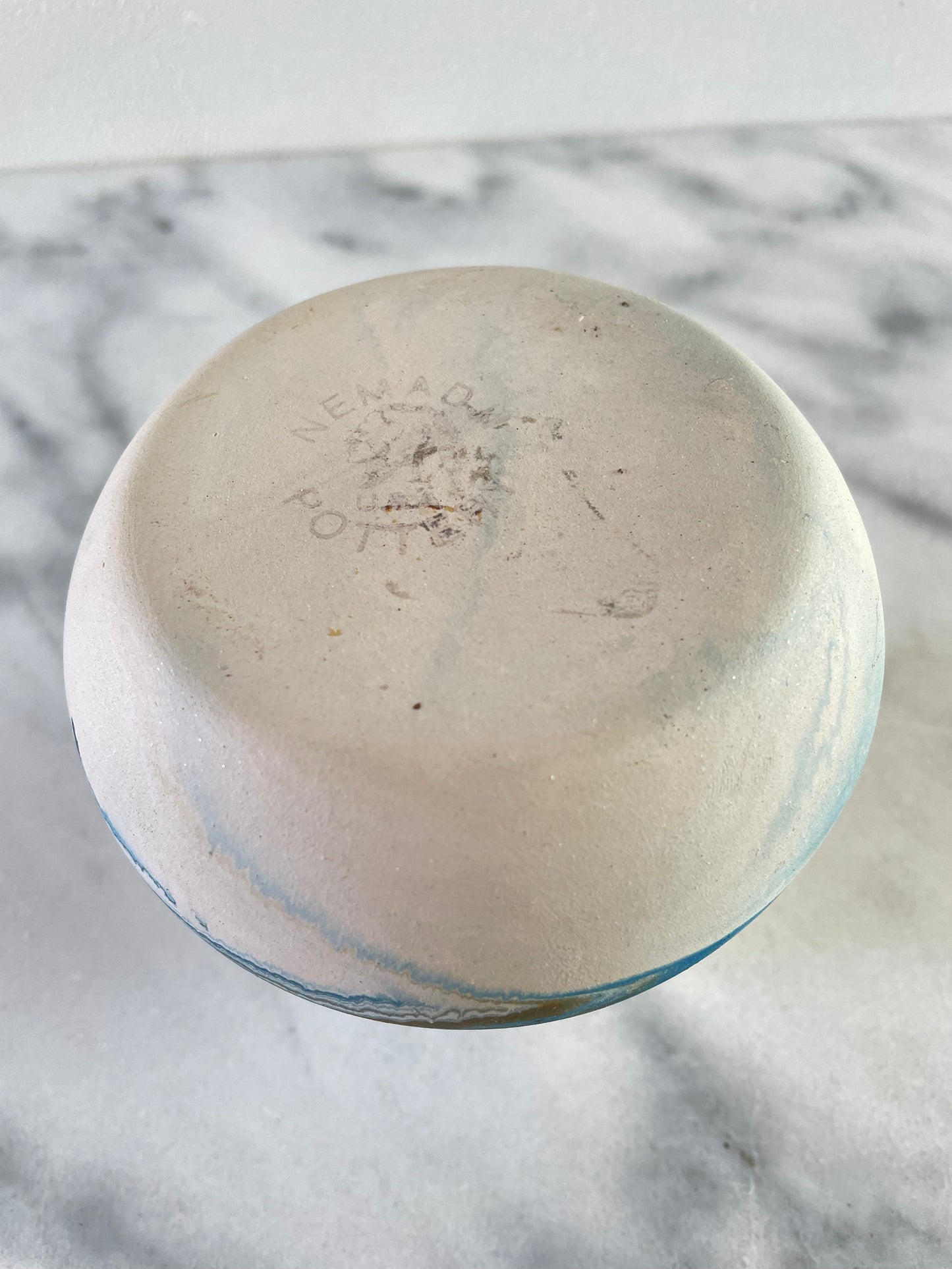 Vintage Nemadji Blue Swirl Ceramic Pot