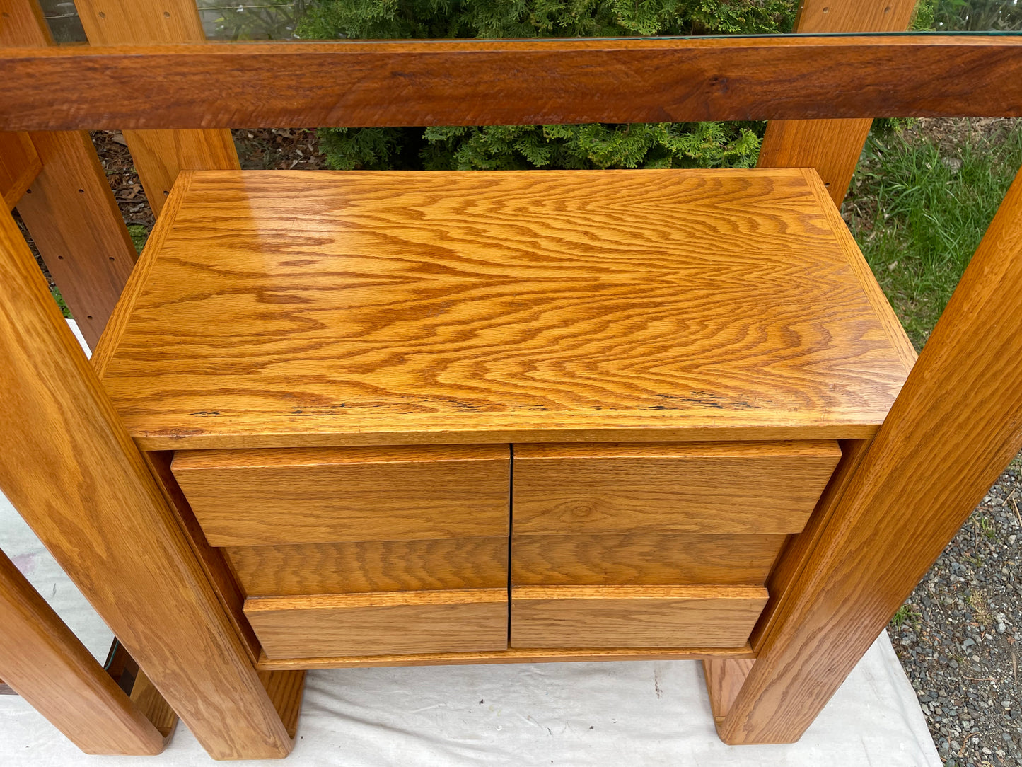 1970s Lou Hodges for California Design Group Oak & Walnut Modular Wall Unit Shelving or Room Divider