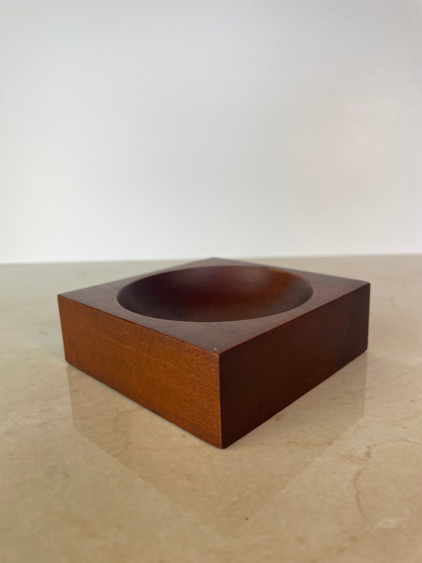 Vintage Studio Craft Modern Teak Cube Catchall / Vide-Poch