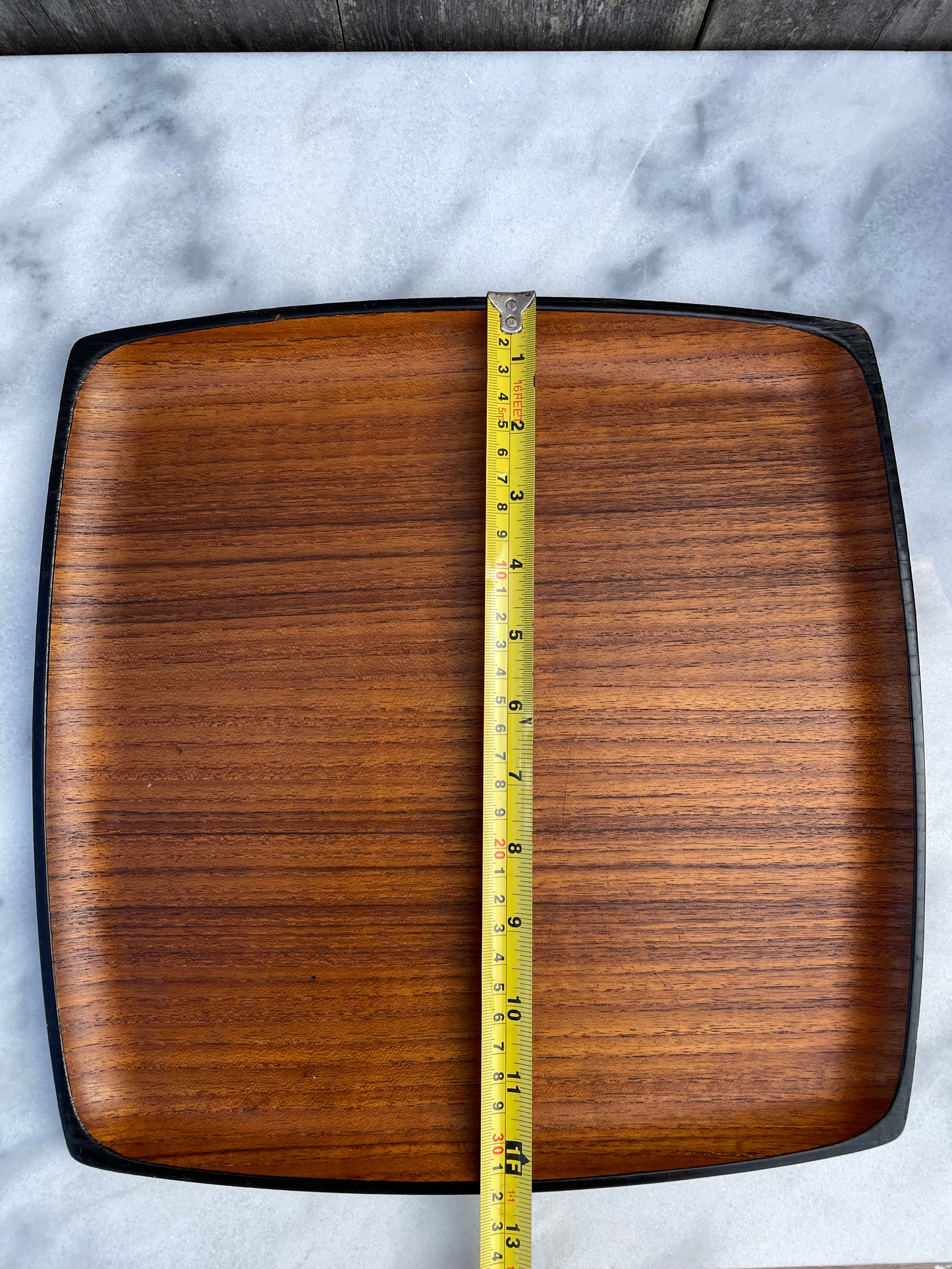 Mid-Century Japanese Teak & Lacquer Tray