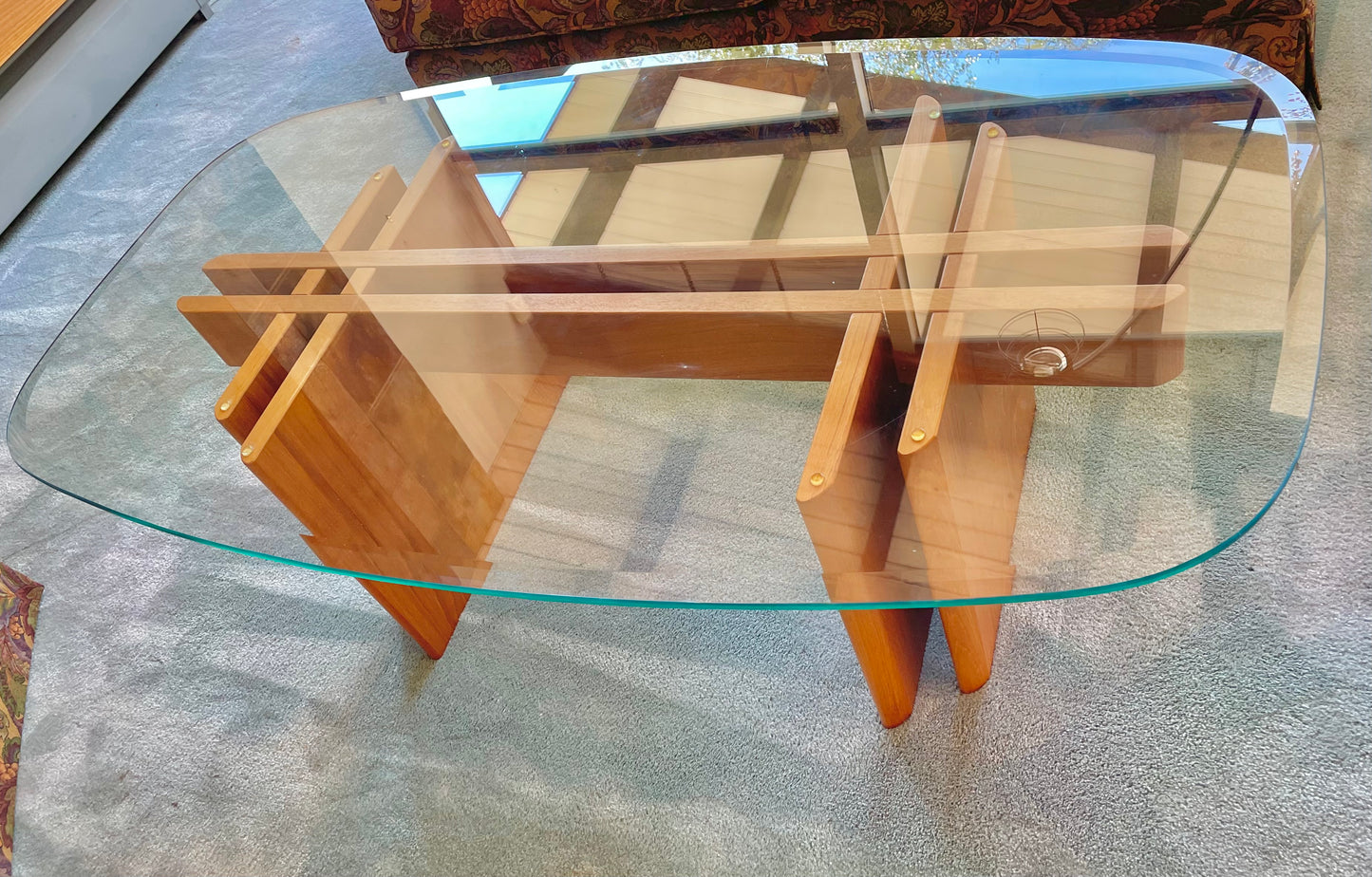 1960s Gustav Gaade Trekanten Danish Teak & Glass Coffee Table