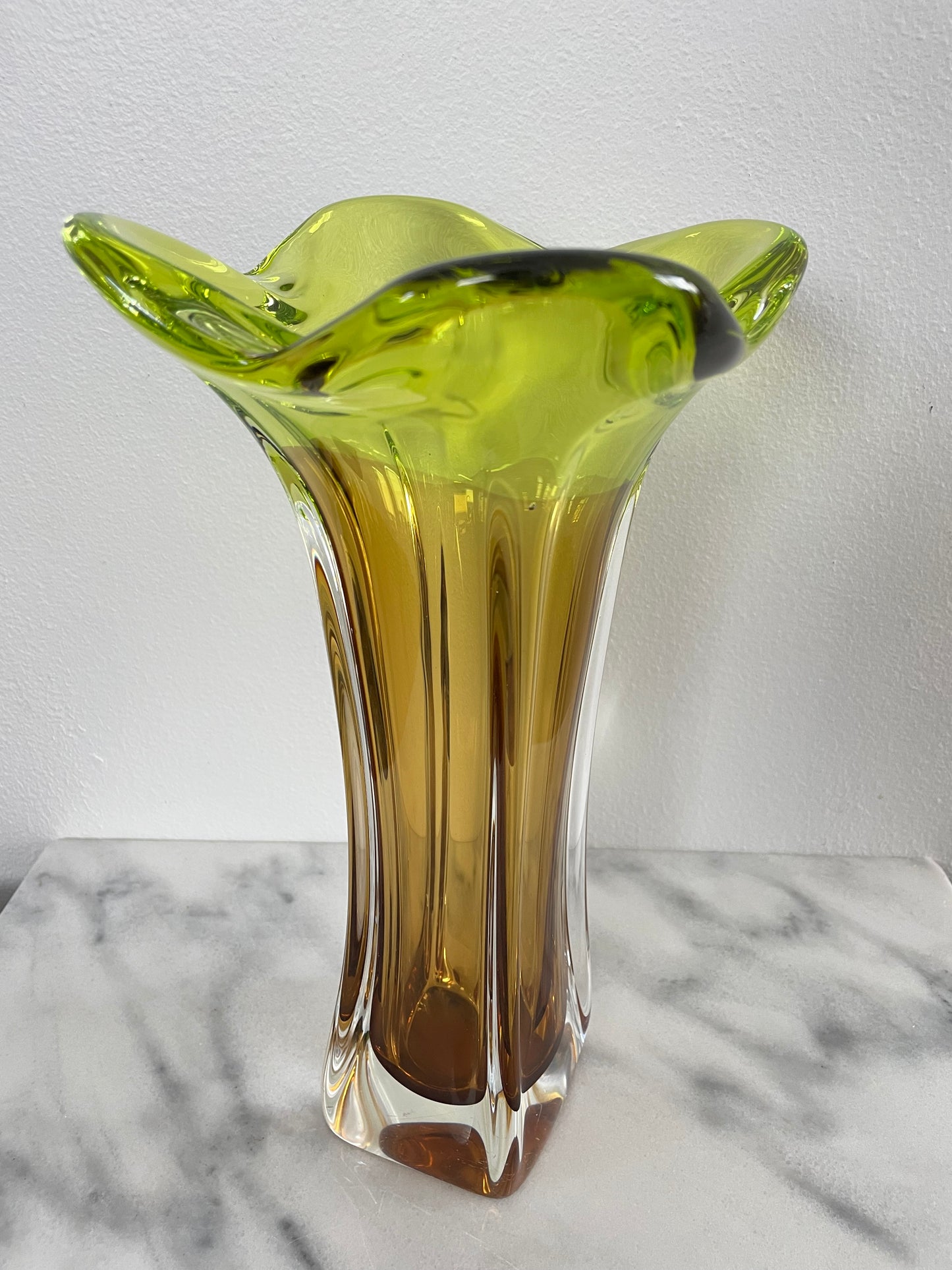 Mid 20th Century Bohemia Glass Czech Republic Art Glass Vase by Josef Hospodka