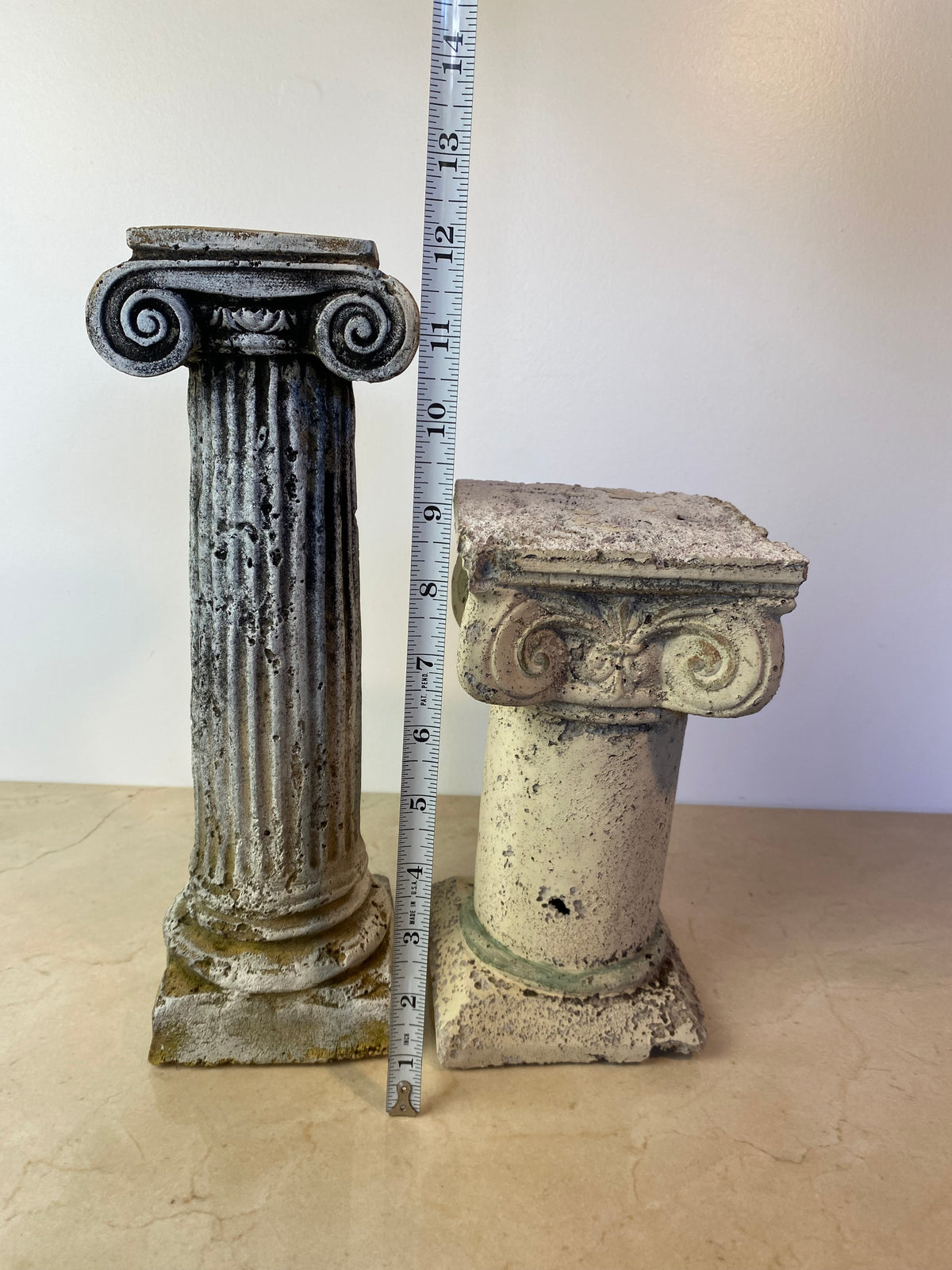 Pair of Rustic Plaster Neoclassical Column Pedestals