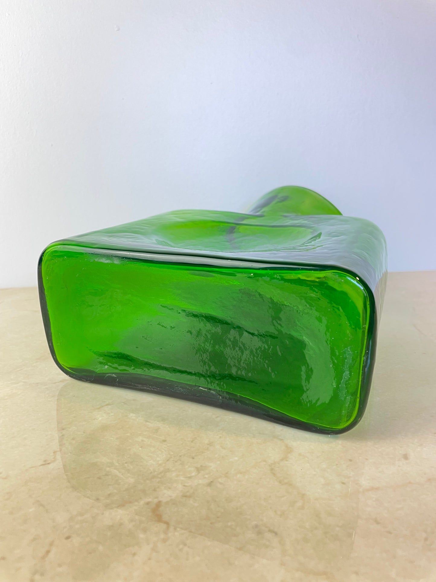 Mid 20th Century Blenko Emerald Green Double Spout Water Bottle Pitcher