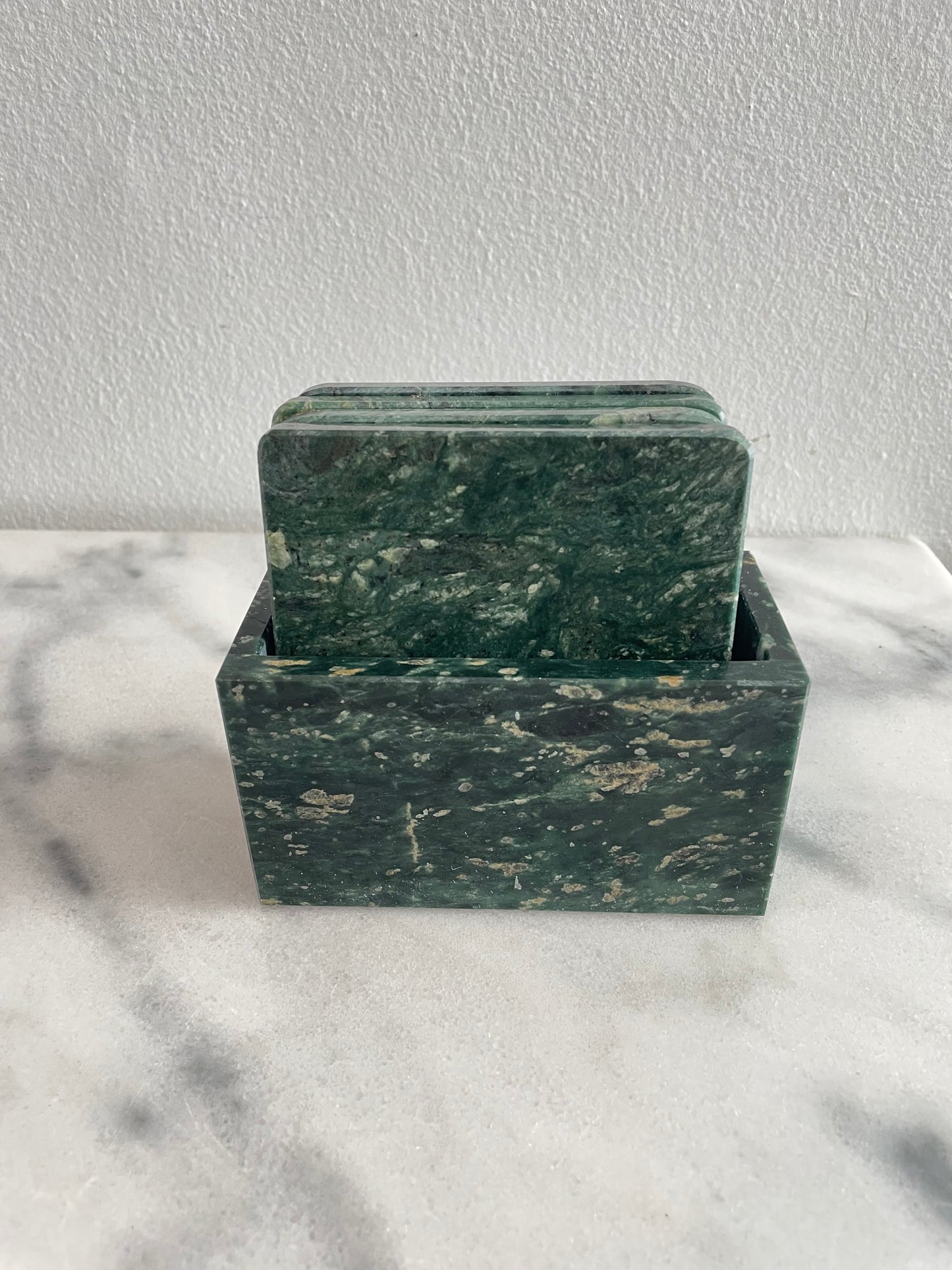 Green Marble Coasters With Storage Box