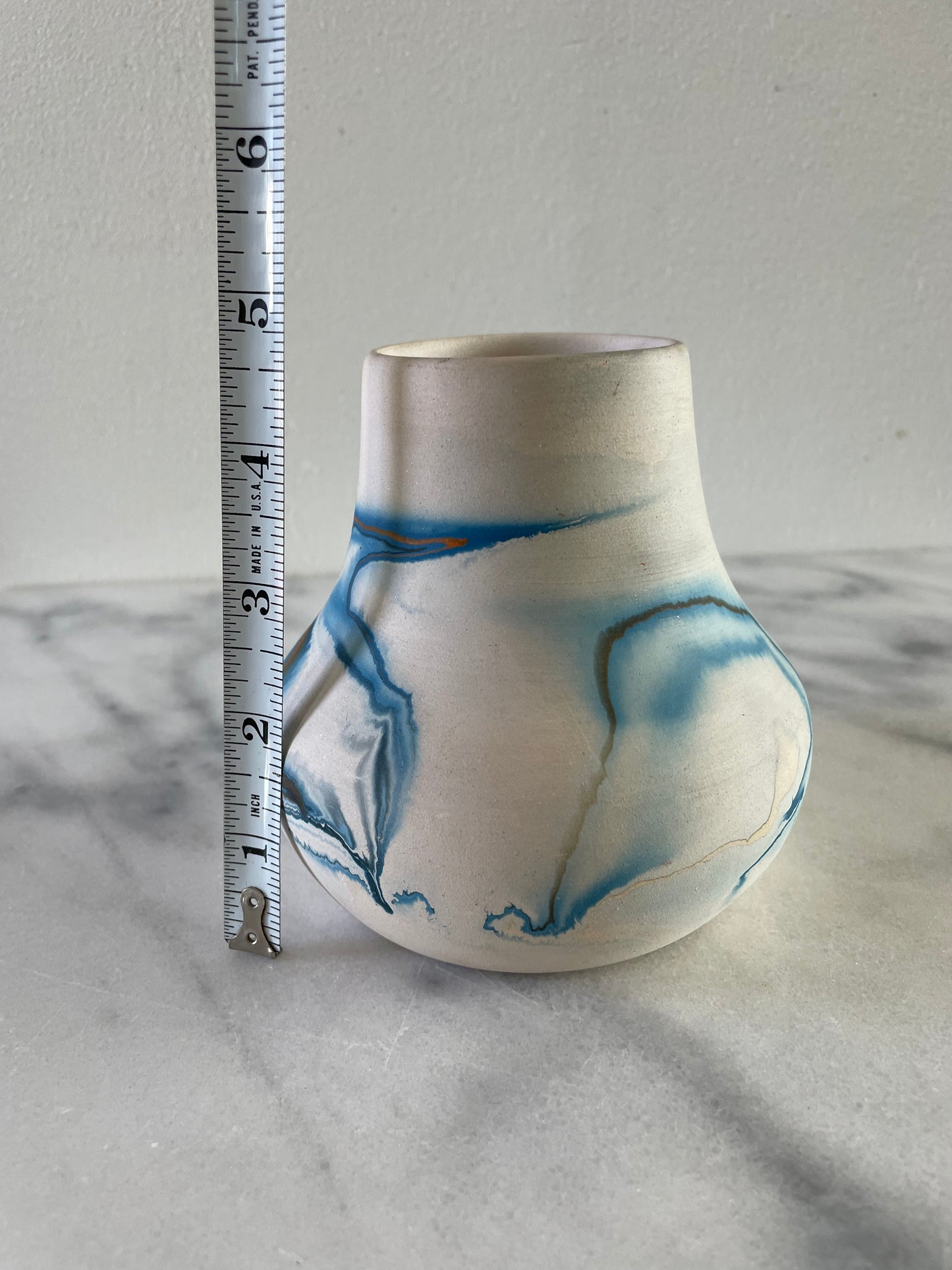Vintage Nemadji Blue Swirl Ceramic Pot
