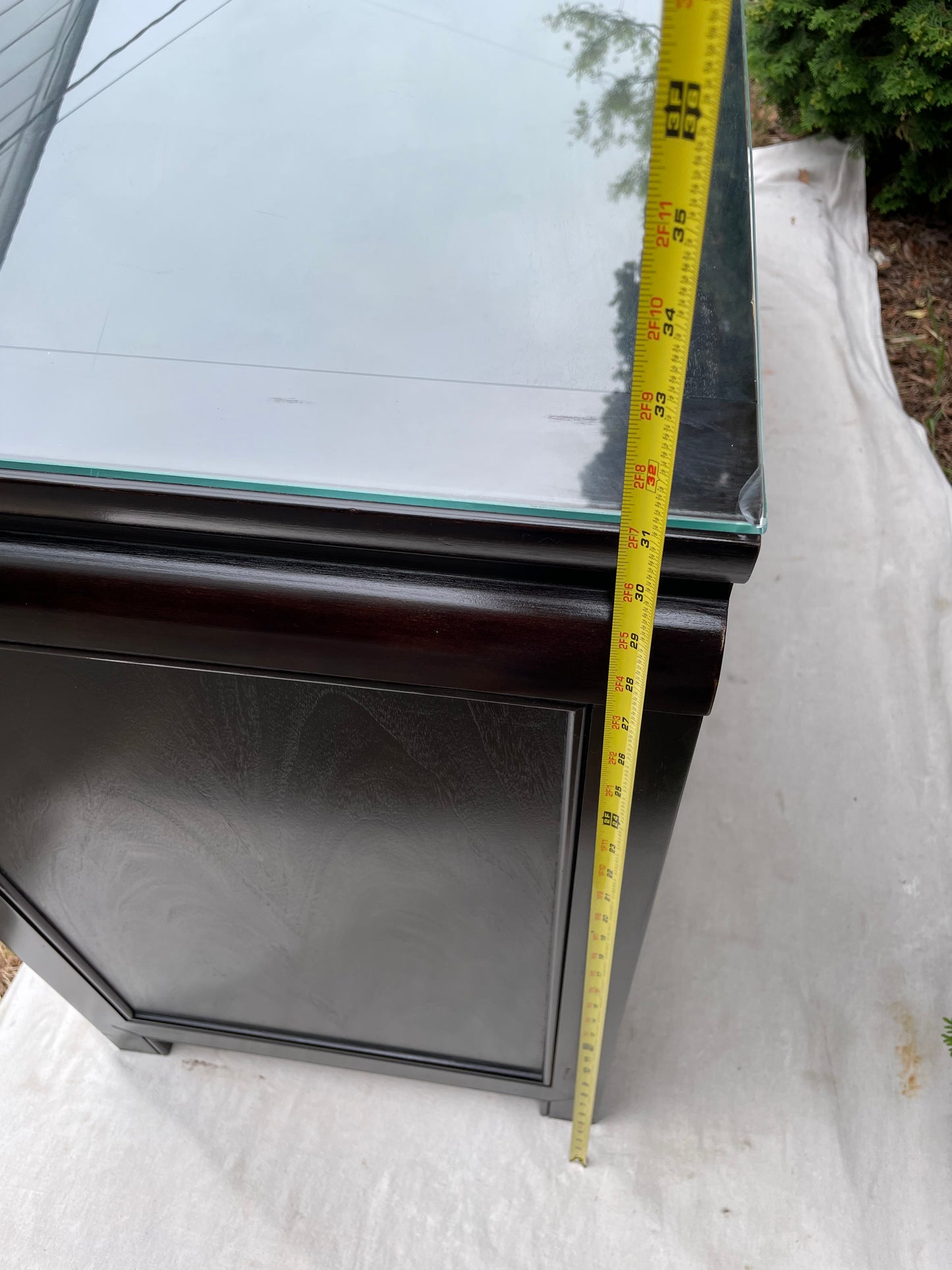 Hollywood Regency Dresser Ebony Finish W/ Brass Handles