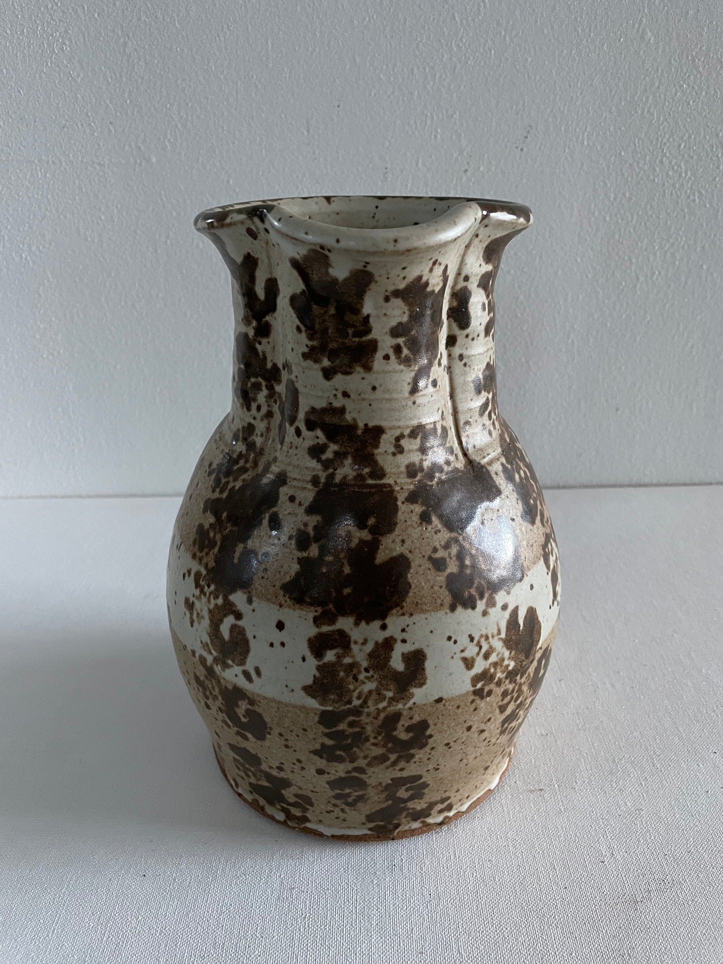 Vintage Rustic Striped Ceramic Studio Made Pitcher