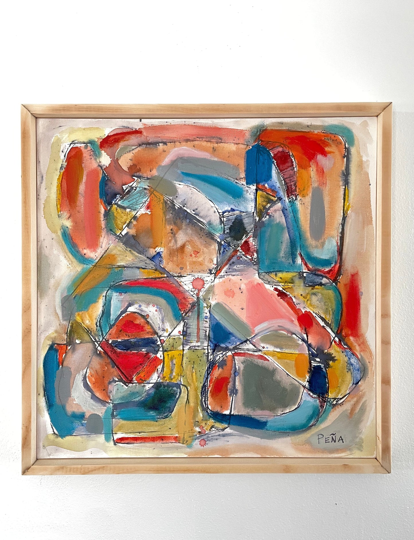 Framed Abstract Acrylic on Canvas by Francisco Peña