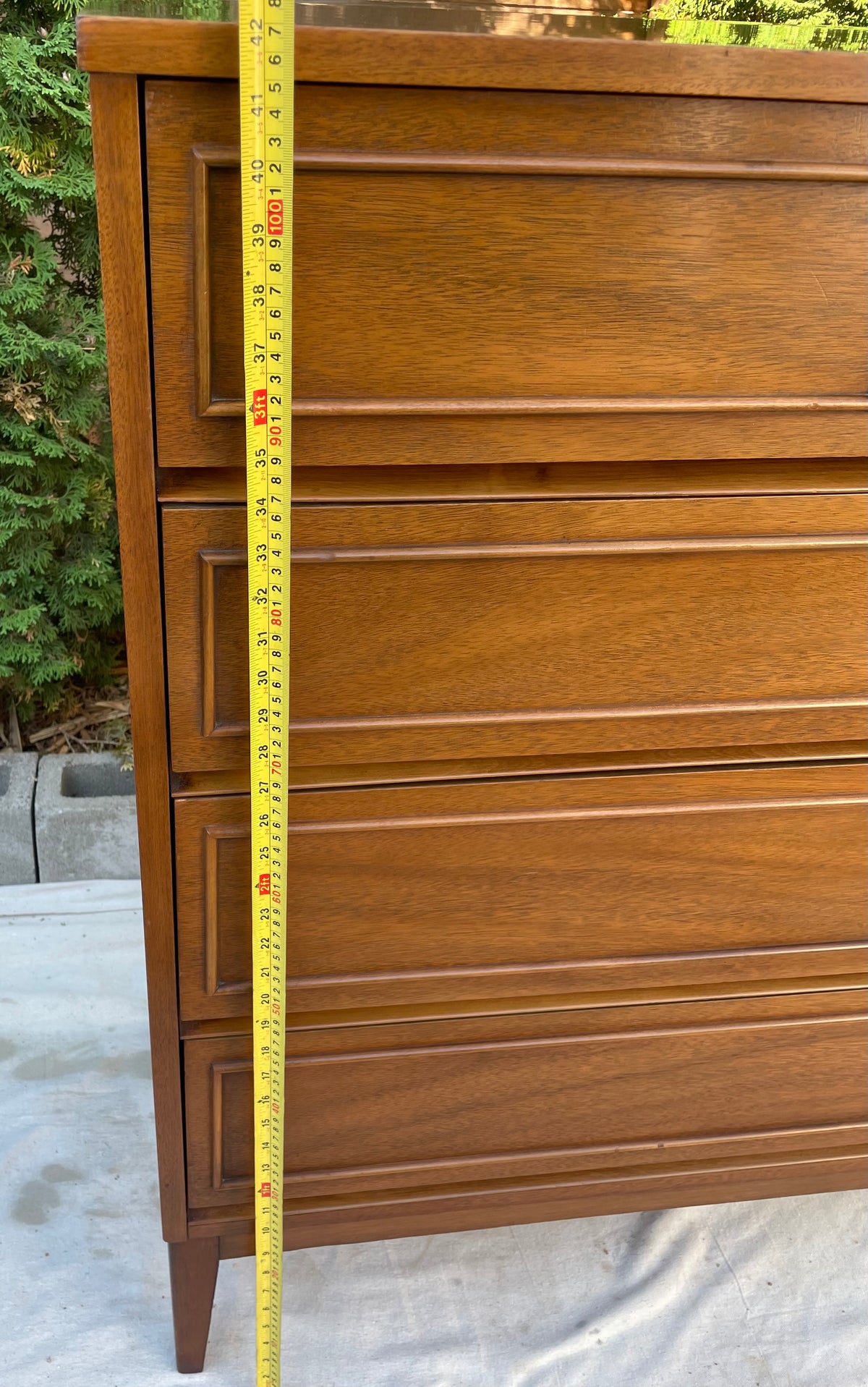 Vintage Dixie Furniture Co. Walnut 5-Drawer Highboy Chest, Mid-Century Modern