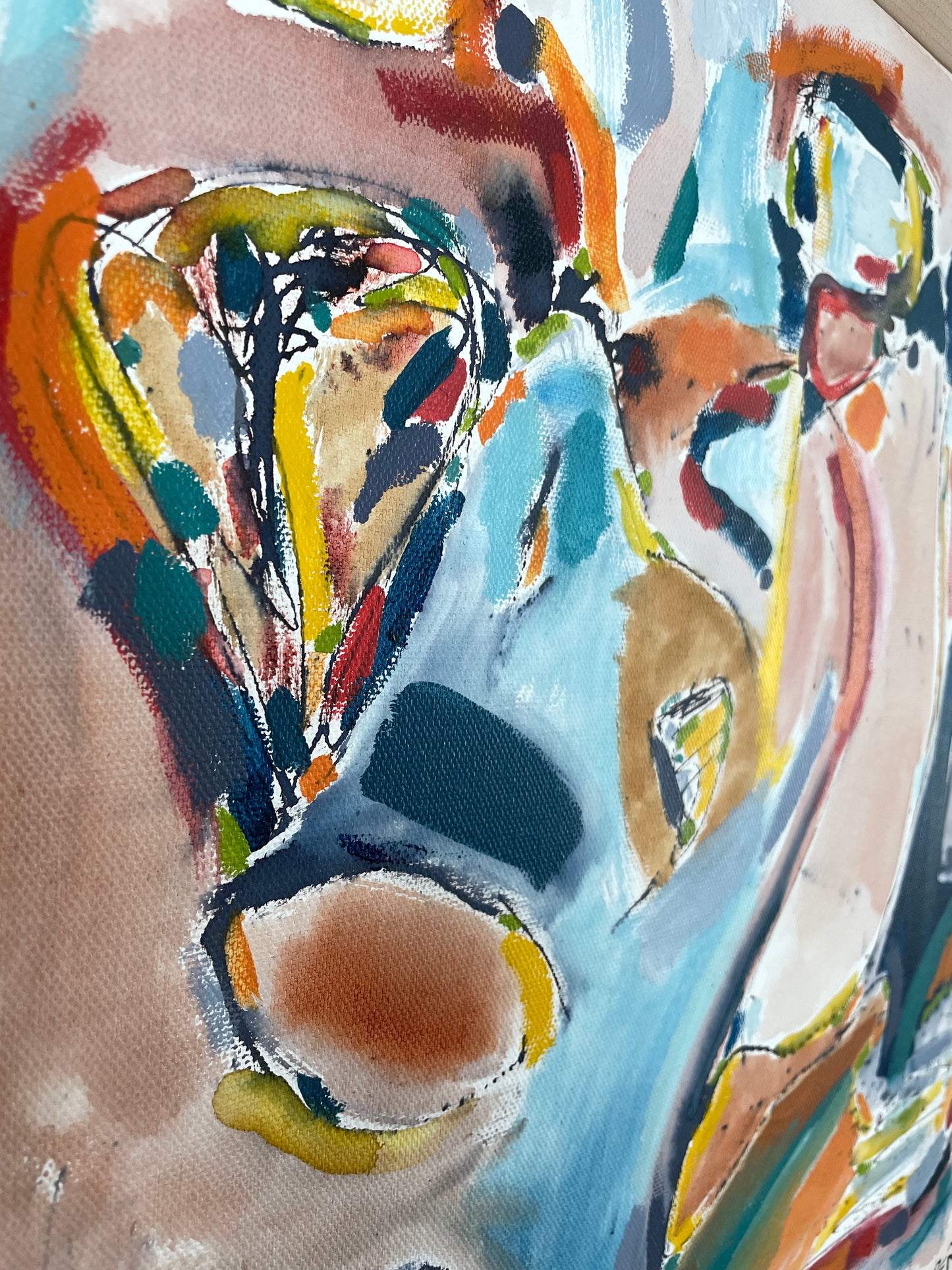 Framed Abstract Acrylic on Canvas by Francisco Peña