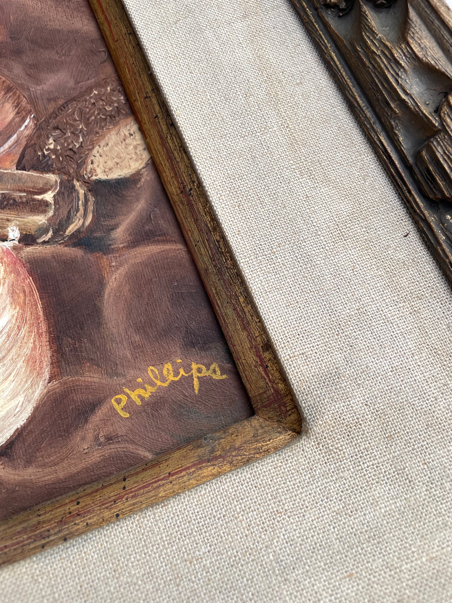 Vintage Rustic Kitchen Still Life Oil on Canvas Board Framed