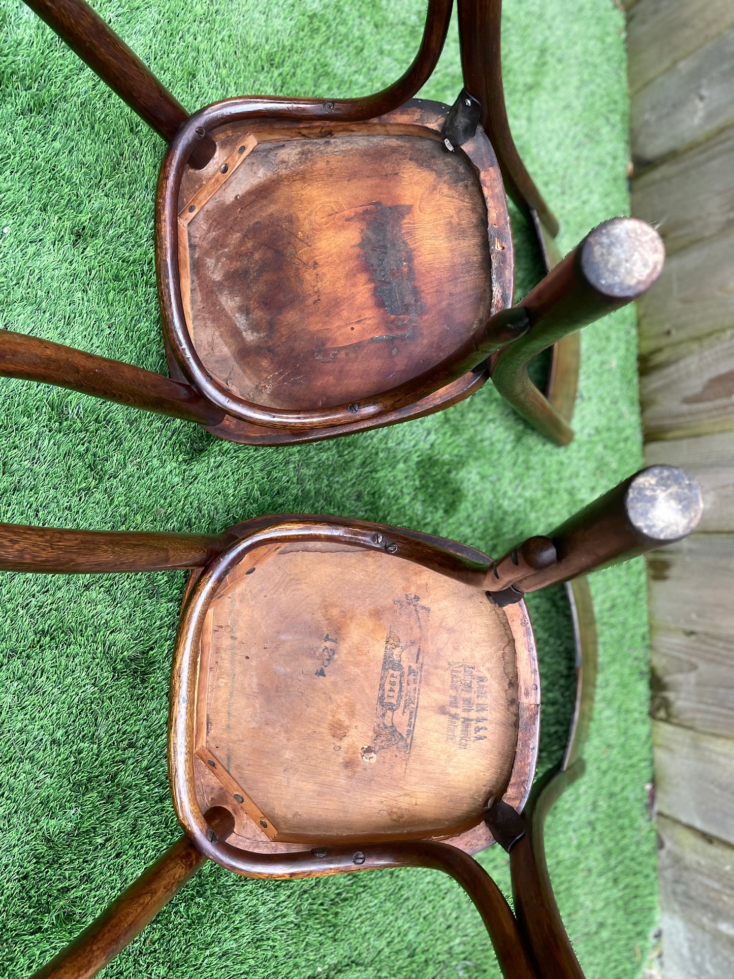1940s Vintage Pair Great Northern Chair Co. Peaked Back Bentwood Chairs