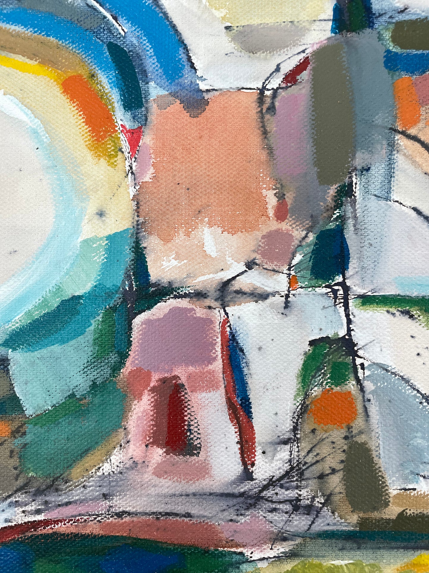 Framed Abstract Acrylic on Canvas by Francisco Peña