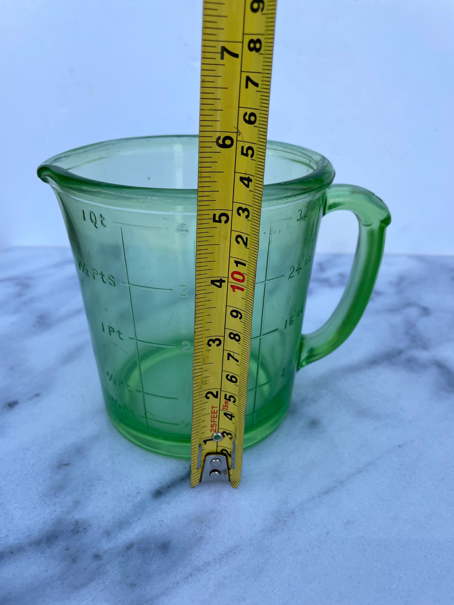 1930s A&j Hazel Atlas Green Depression Glass Measuring Cup