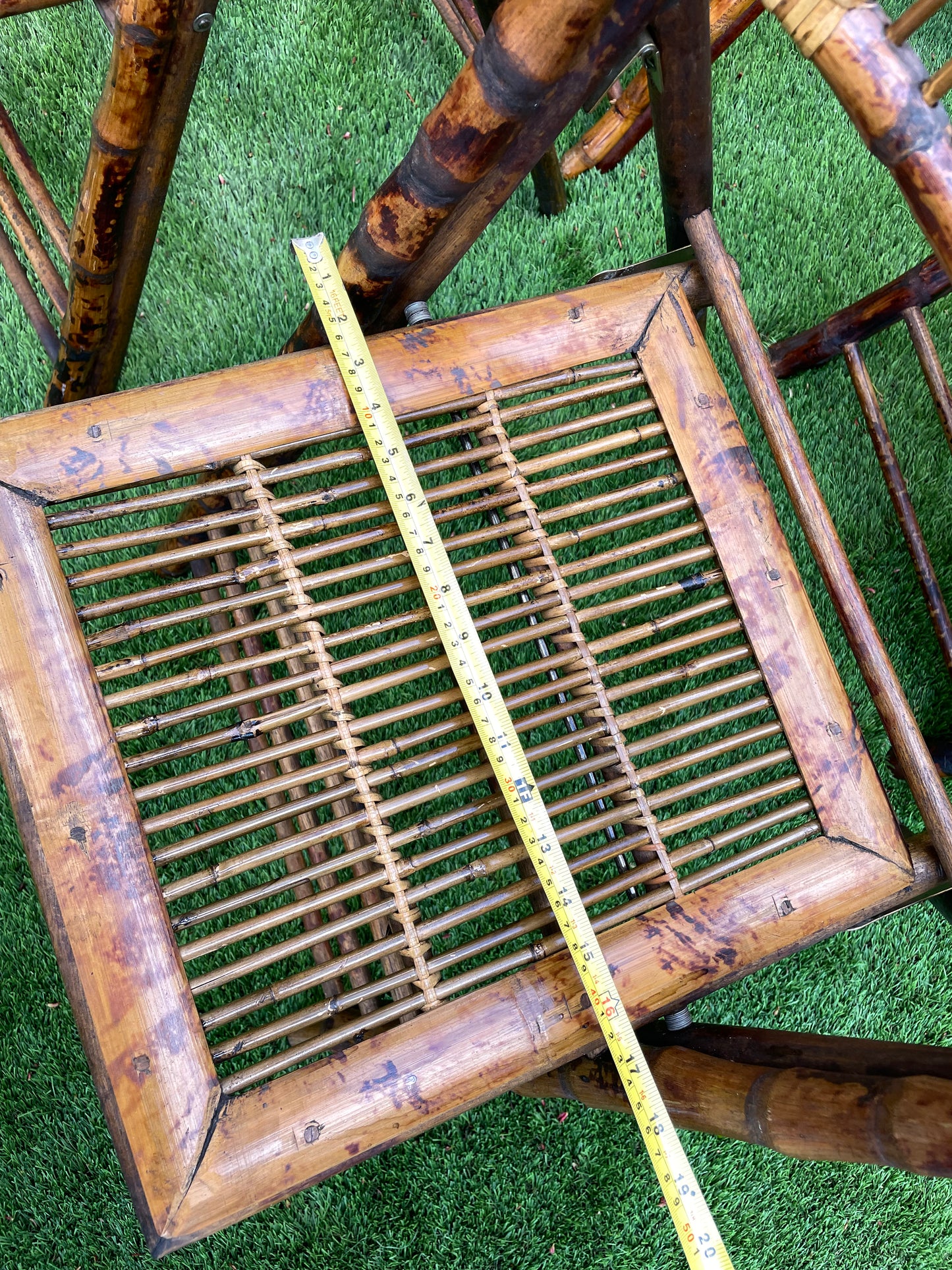 Mid 20th Century Vintage Tortoiseshell Bamboo Folding Chairs - Set of 4
