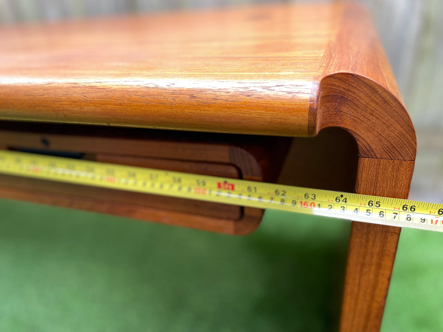 Vintage Custom Teak Waterfall Executive Desk With Floating Drawer