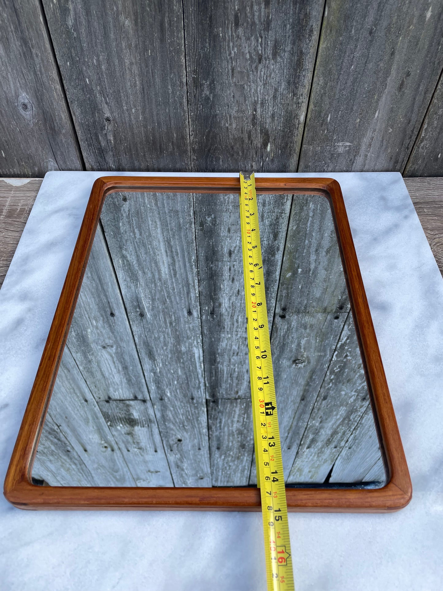 Mid-Century Solid Teak Joinery Framed Mirror